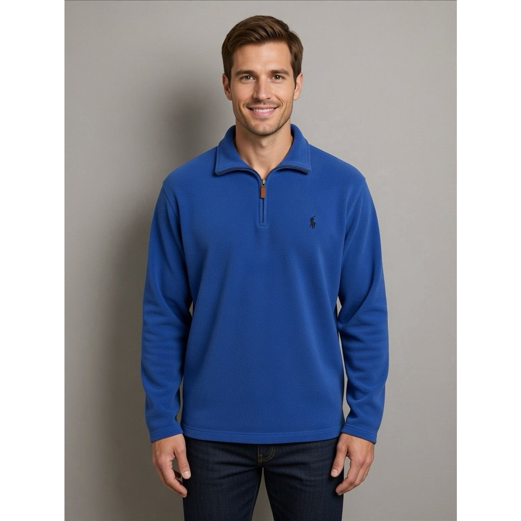 Polo Ralph Lauren Sweater Size 2XL Blue Estate Rib 1/4 Zip Pullover Long Sleeve
