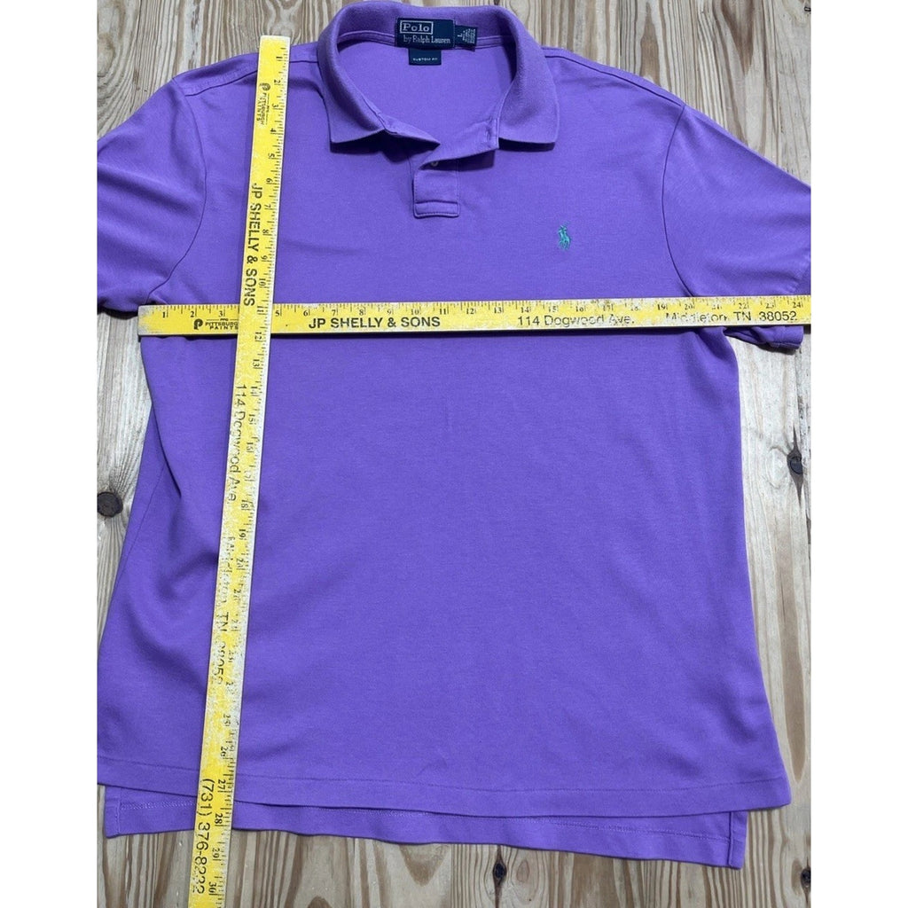 Polo Ralph Lauren Custom Fit Shirt Mens Large Purple Polo Pull Over Short Sleeve
