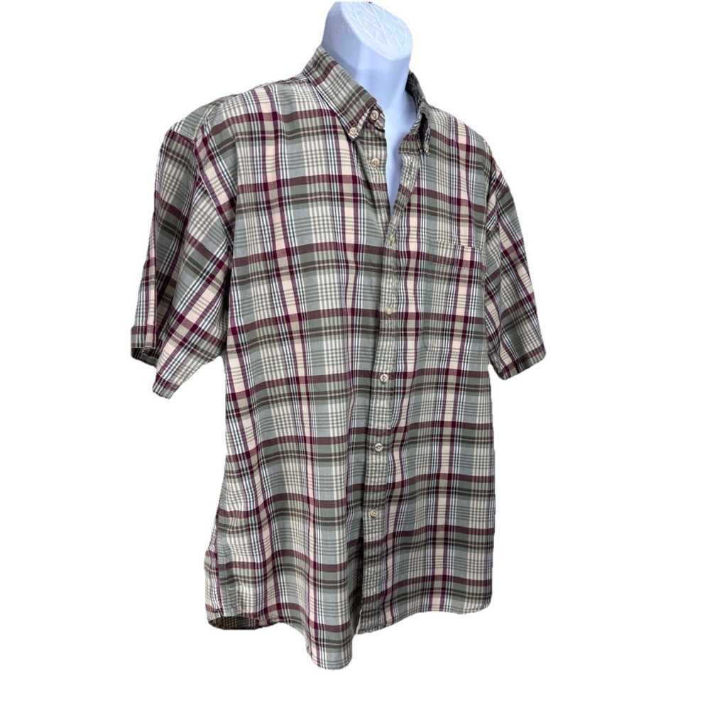 Men's CROFT & BARROW Multi Color Plaid Button Down Shirt Size L Short Sleeves