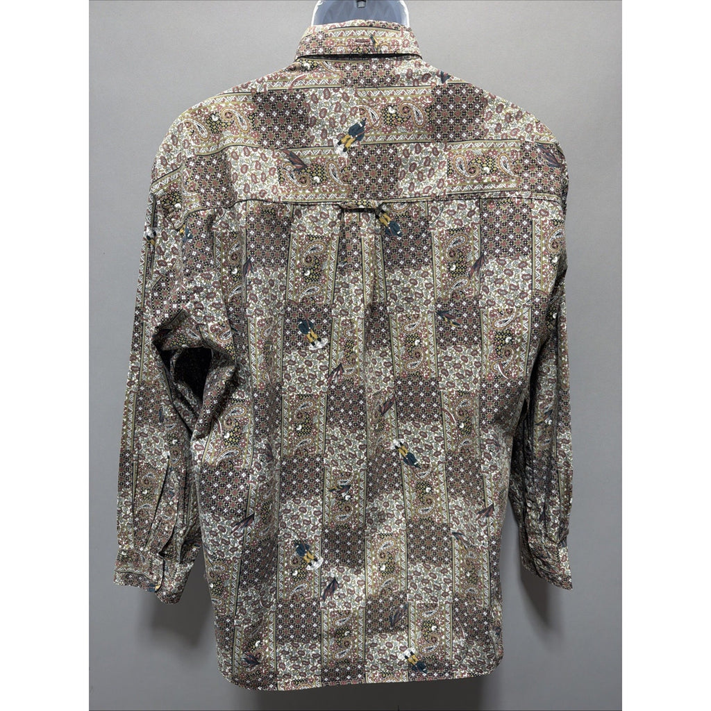 Vintage Salty Dog Men’s Medium Poplin Paisley Fishing Button Up Long Sleeve