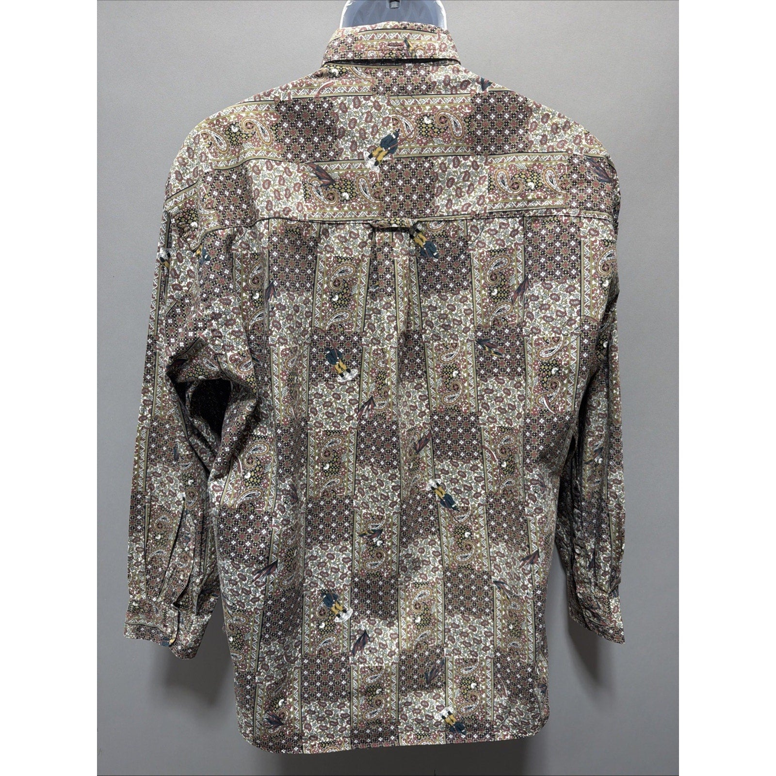 Vintage Salty Dog Men’s Medium Poplin Paisley Fishing Button Up Long Sleeve