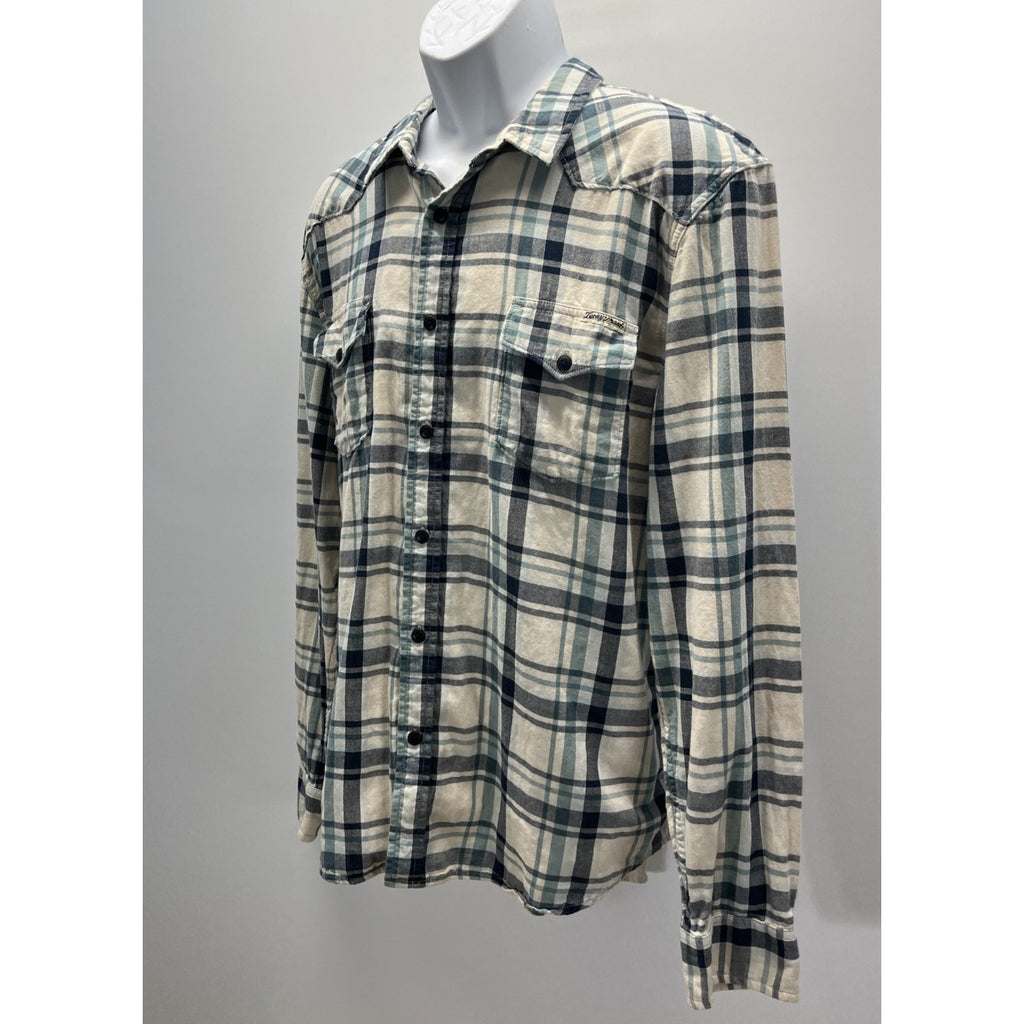 Lucky Brand Men’s Lined Button Up Western Plaid Long Sleeve XX-Large Sportswear
