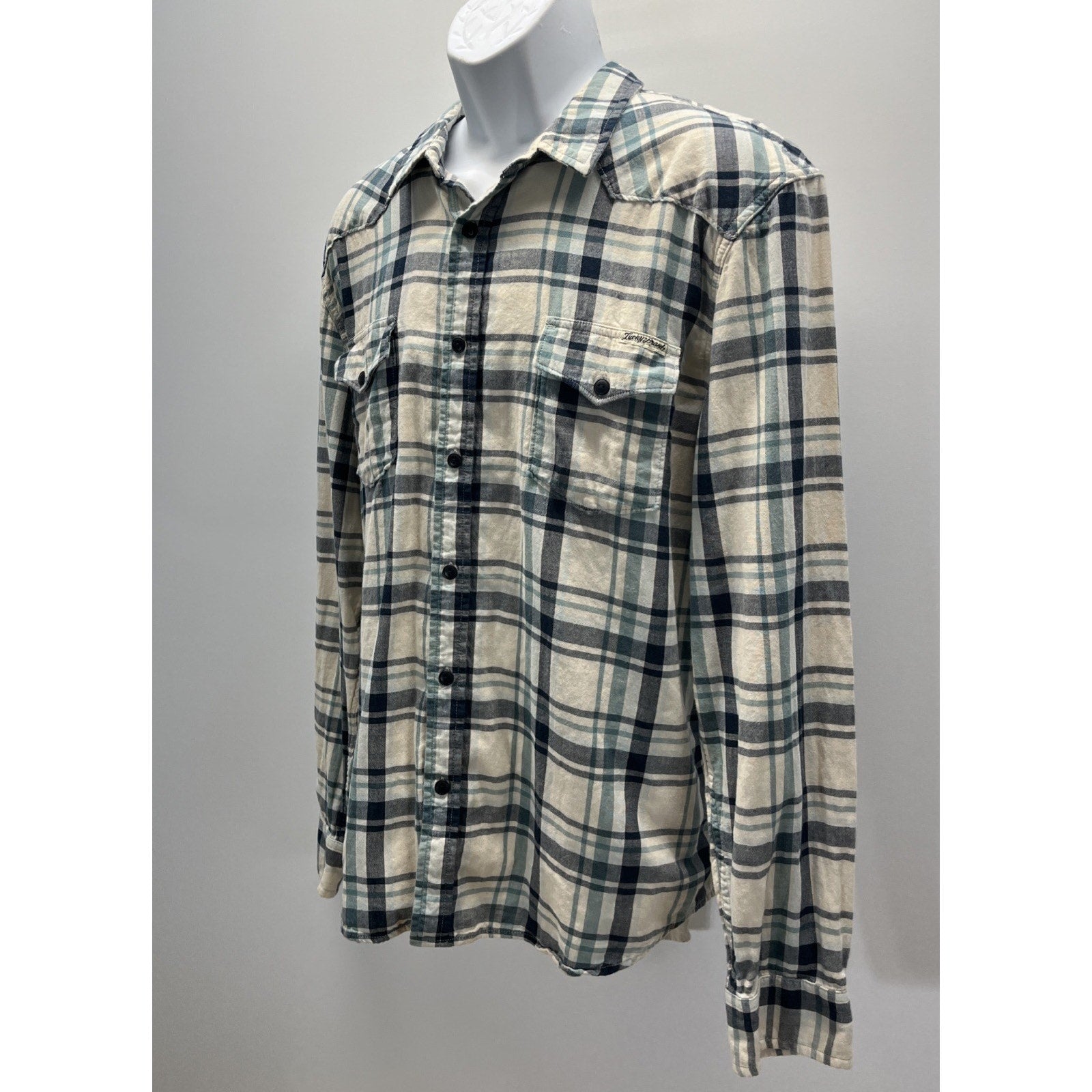 Lucky Brand Men’s Lined Button Up Western Plaid Long Sleeve XX-Large Sportswear