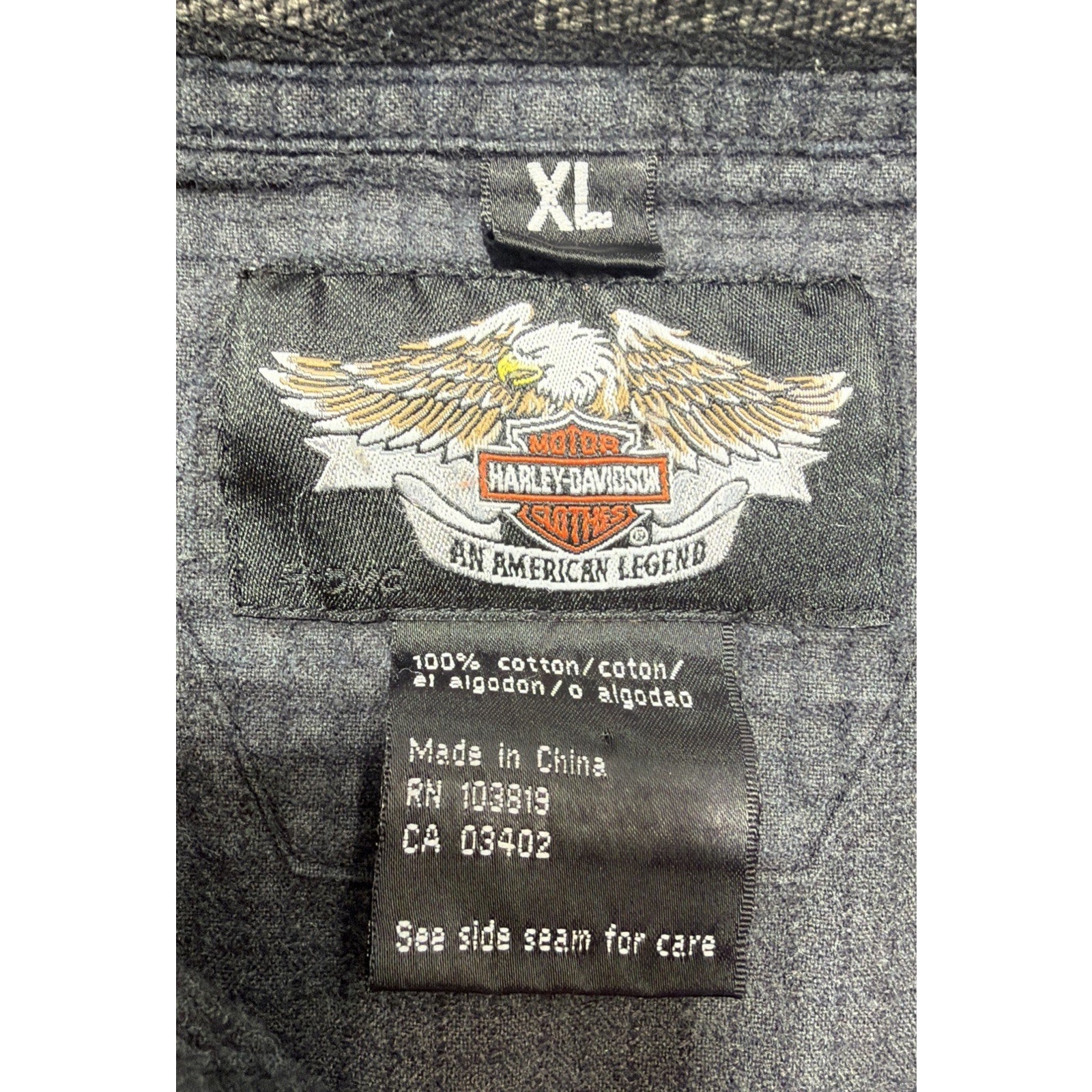 Harley Davidson Long Sleeve Button Shirt Size XL Gray Script Mens