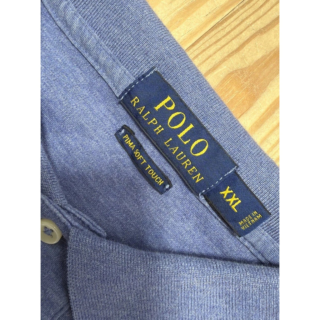 Polo Ralph Lauren Shirt Mens XXL Blue Polo Pima Soft Touch Pony Casual Stretch