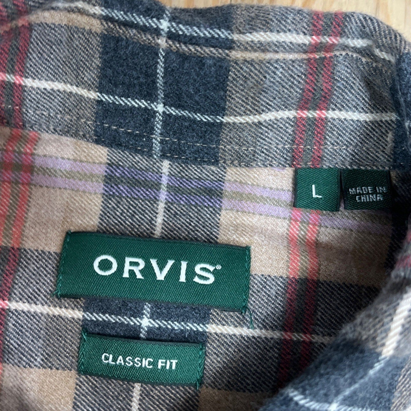Orvis Lodge Plaid Luxury Flannel Cotton Trail Button Shirt Mens Large