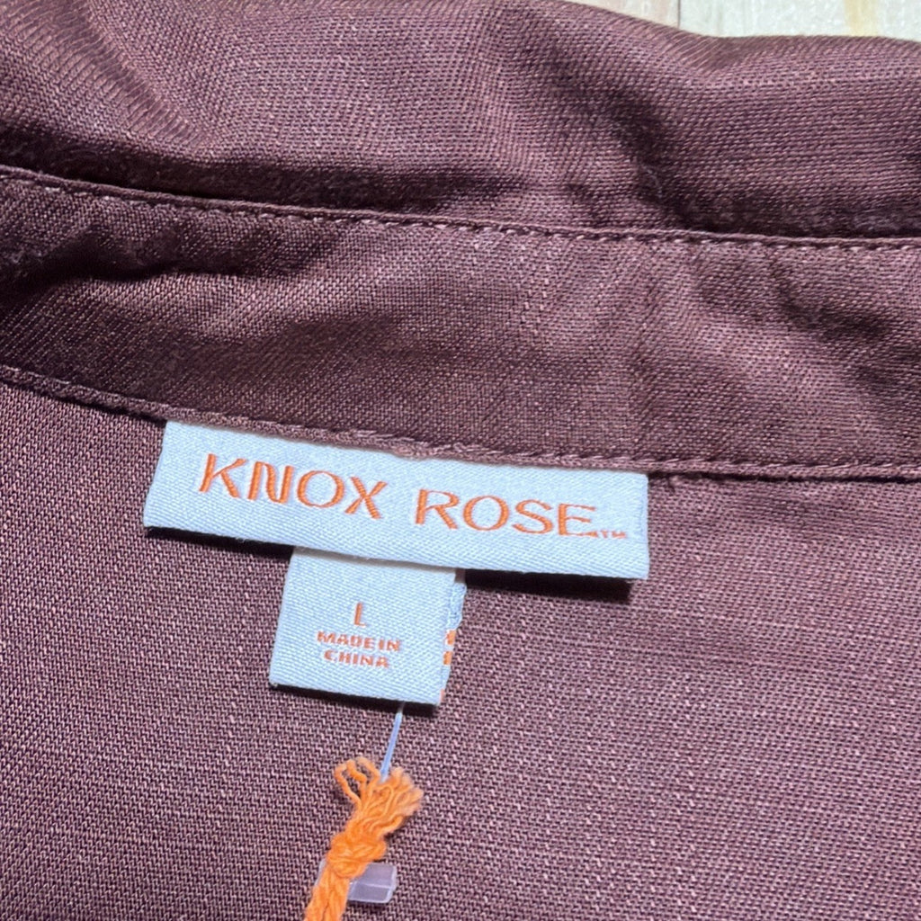Knox Rose NWT women's L Sweet Truffle long sleeve button front Lyocell Top