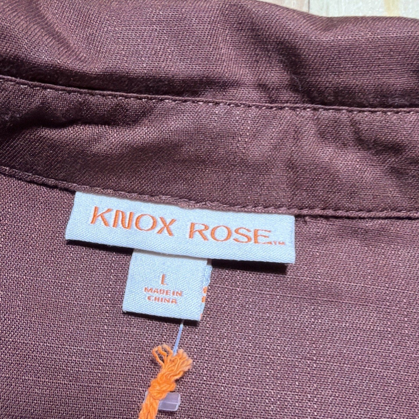 Knox Rose NWT women's L Sweet Truffle long sleeve button front Lyocell Top