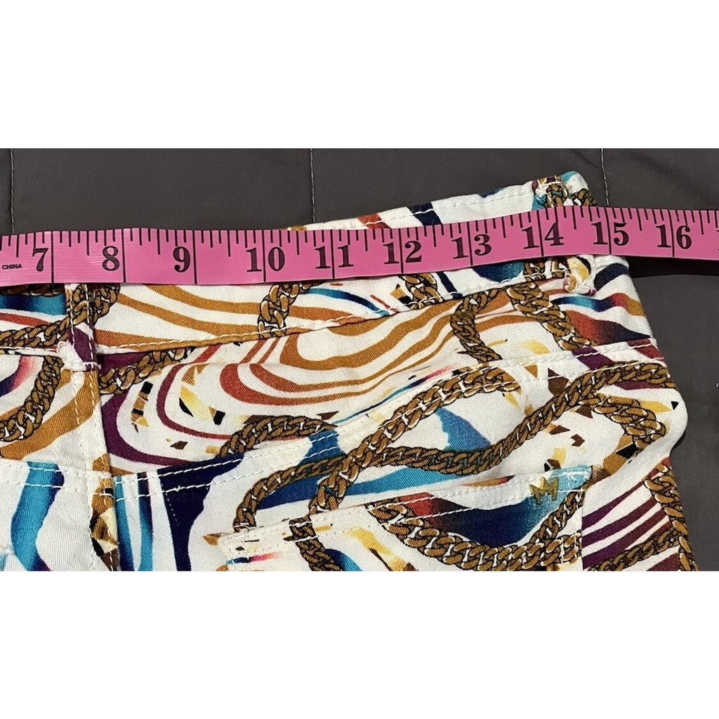 Nicki Minaj Womens 5/6 Zebra Gold Chain Pants Multicolor Stretch Wearable Art