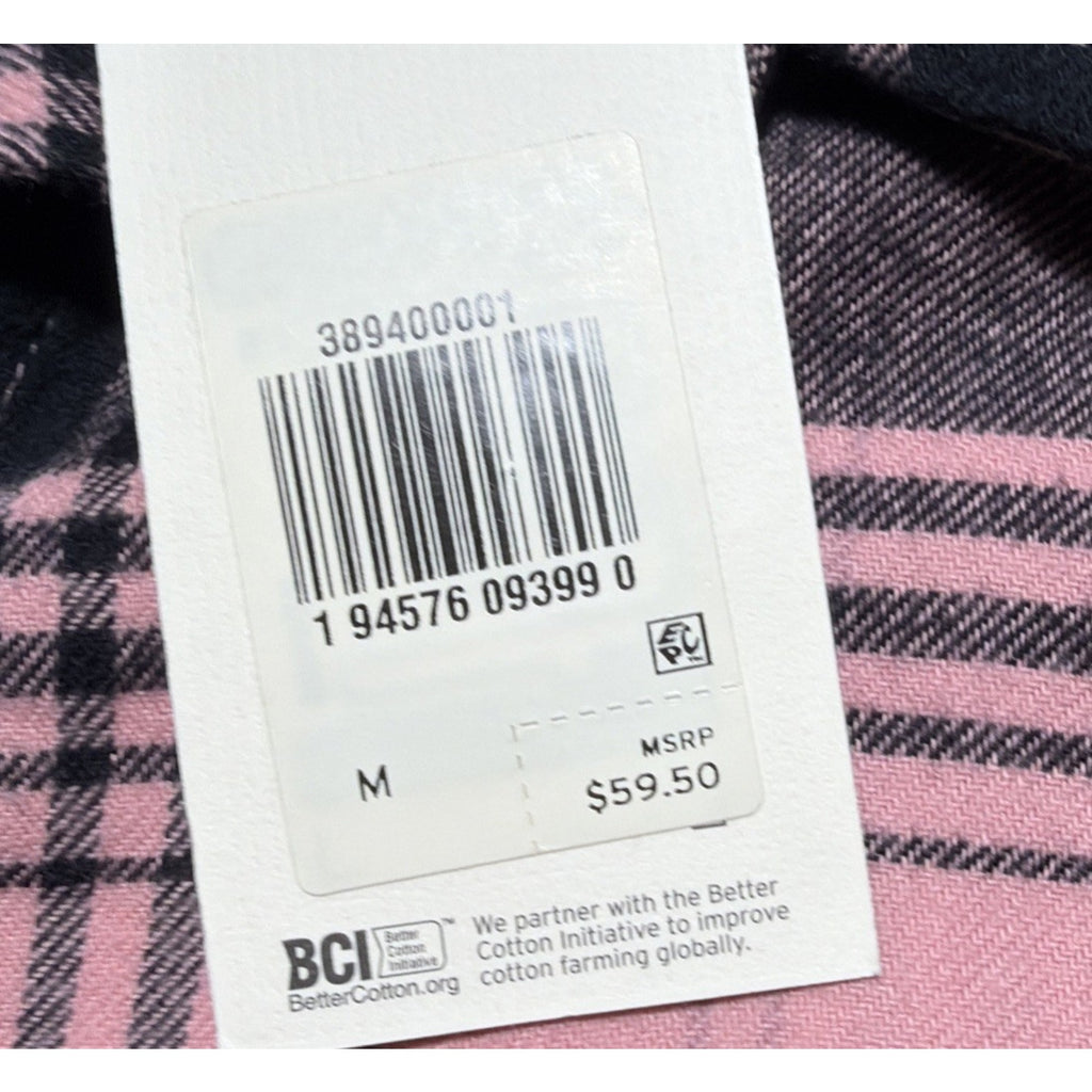 Levi's Women's M Pink Black Oversized Flannel Button Up Long Sleeve Shirt NWT