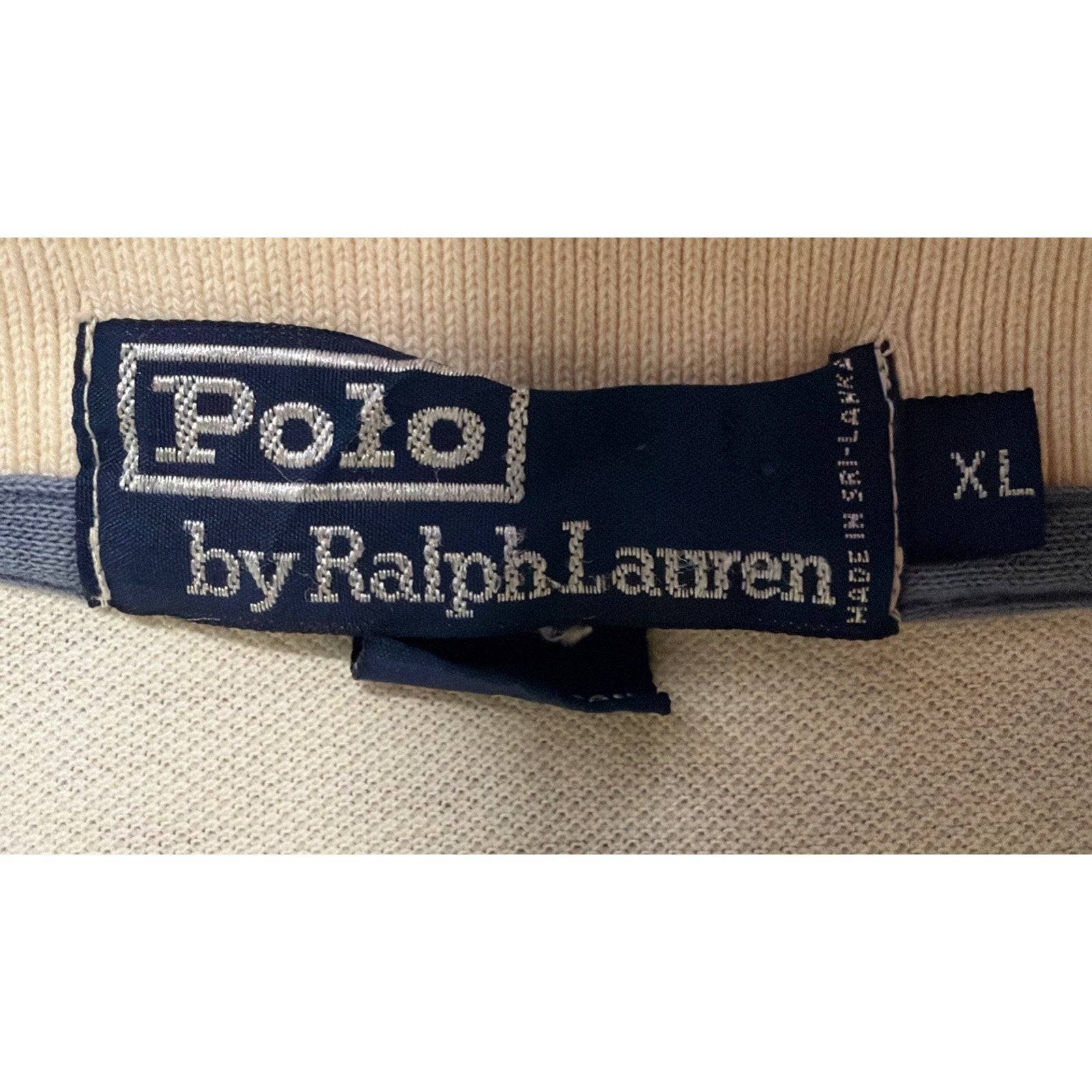 Vtg Polo Ralph Lauren Short Sleeve Cream Mesh Logo Polo Shirt Men’s Sz XL