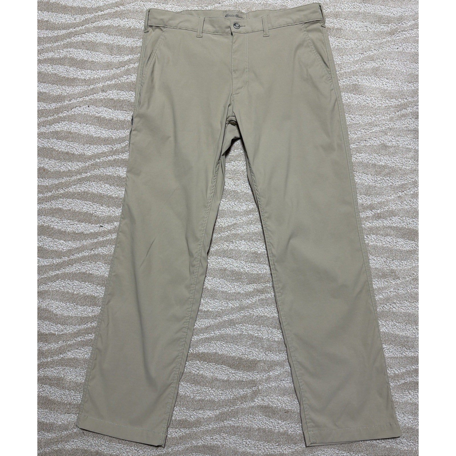 Eddie Bauer Travex Pants Mens 36x32 Khaki Stretch Travel Hiking Outdoor Zip