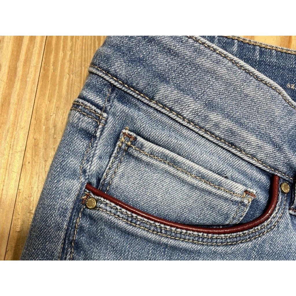 White House Black Market The Skimmer Jeans Faux Leather Trim Ankle Zip Size 6