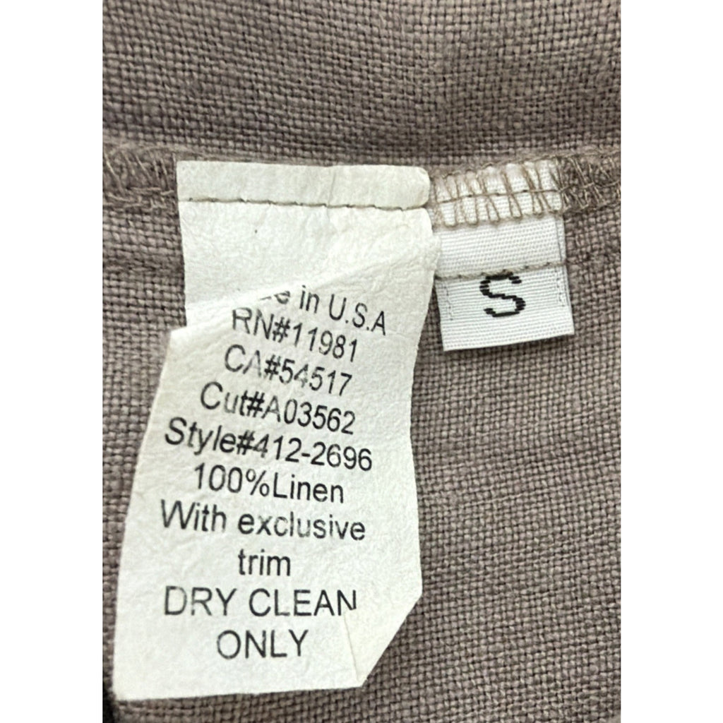Bailey 44 Women’s Taupe Wide Leg 100% Linen Pants Sz Small Made USA Beach Casual