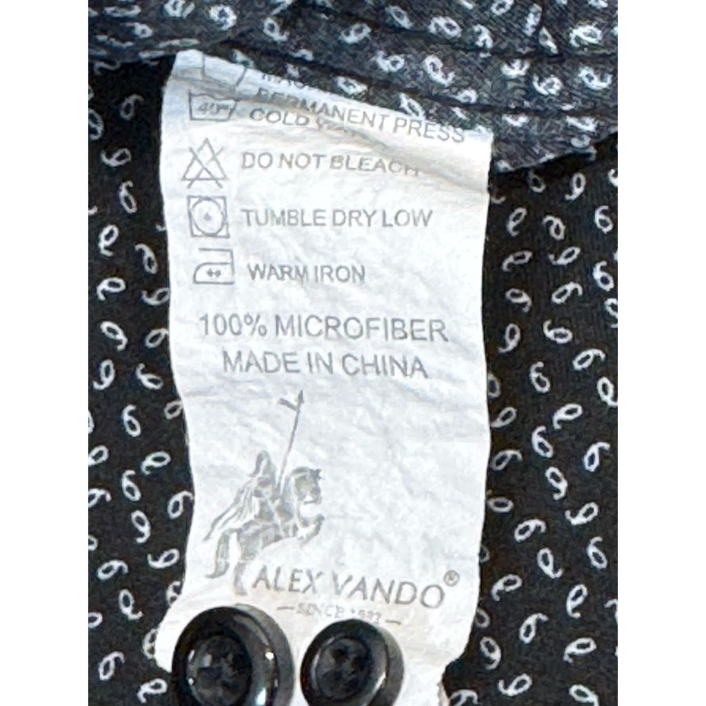 Alex Vando Wrinkle Free Microfiber Button Front Fancy Cuff Dress Shirt Large