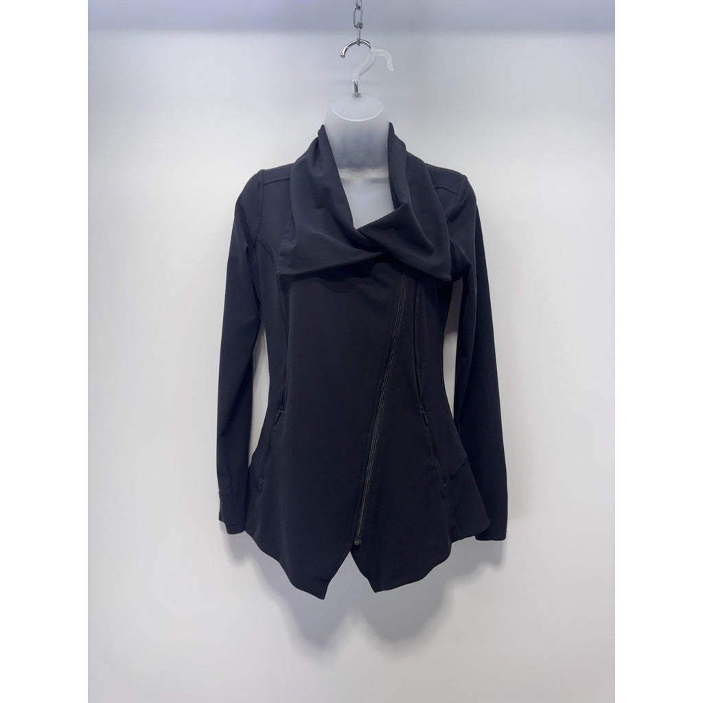 Athleta Blissout Assymeyrical Zip Jacket Sheer Back Black Athletic Women’s XS