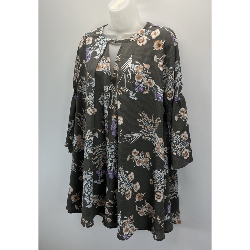 Umgee Dress Womens Large Tent Oversized Shift Boho Floral