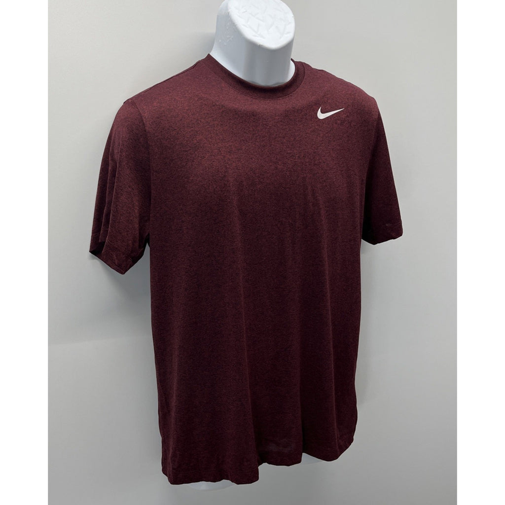 Nike Shirt Mens Heather Dark Red Dri-Fit Short Sleeve Small Swoosh Casual M