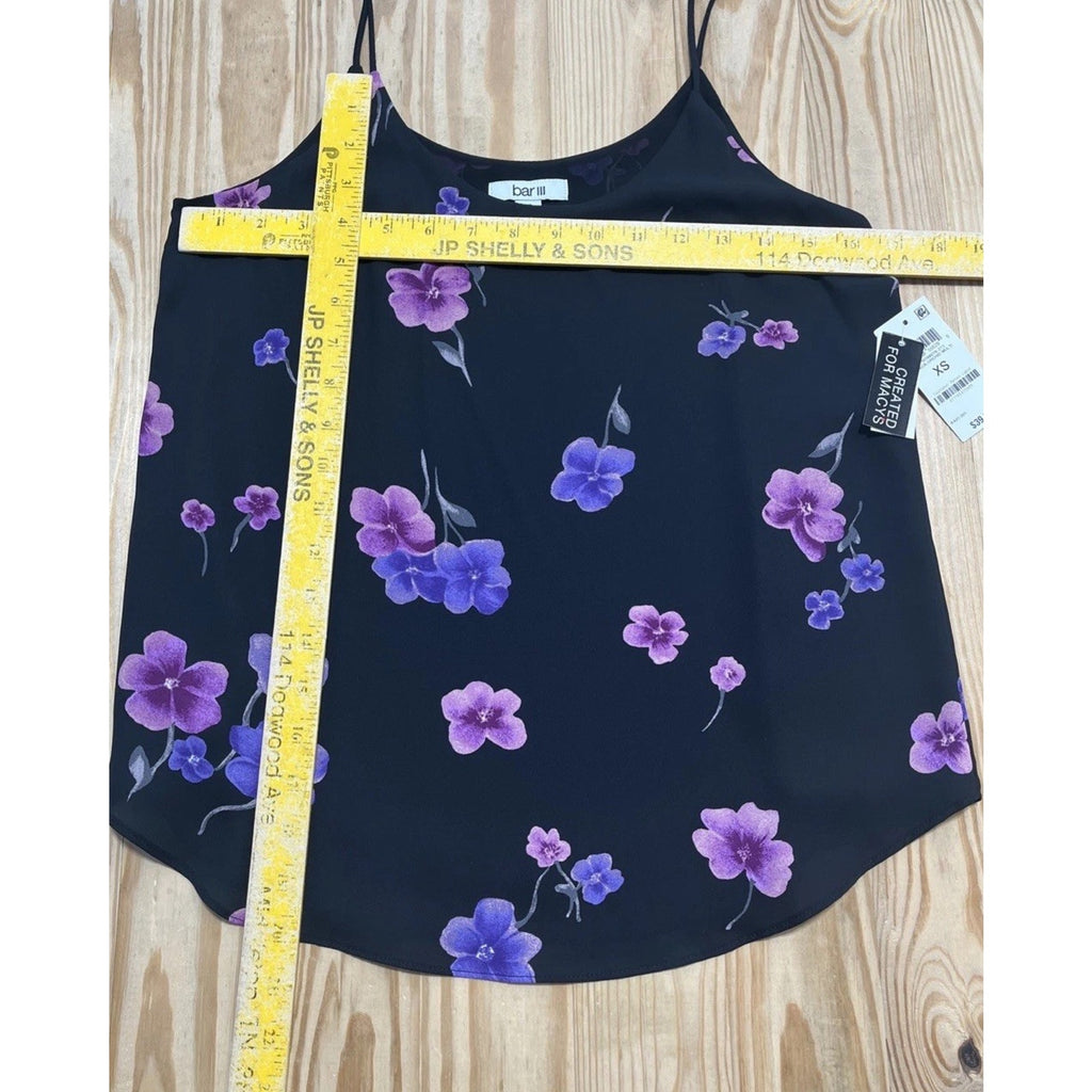 NWT Bar III Cami Tank Top XS Lined Adjustable Spaghetti Straps Black Orchid