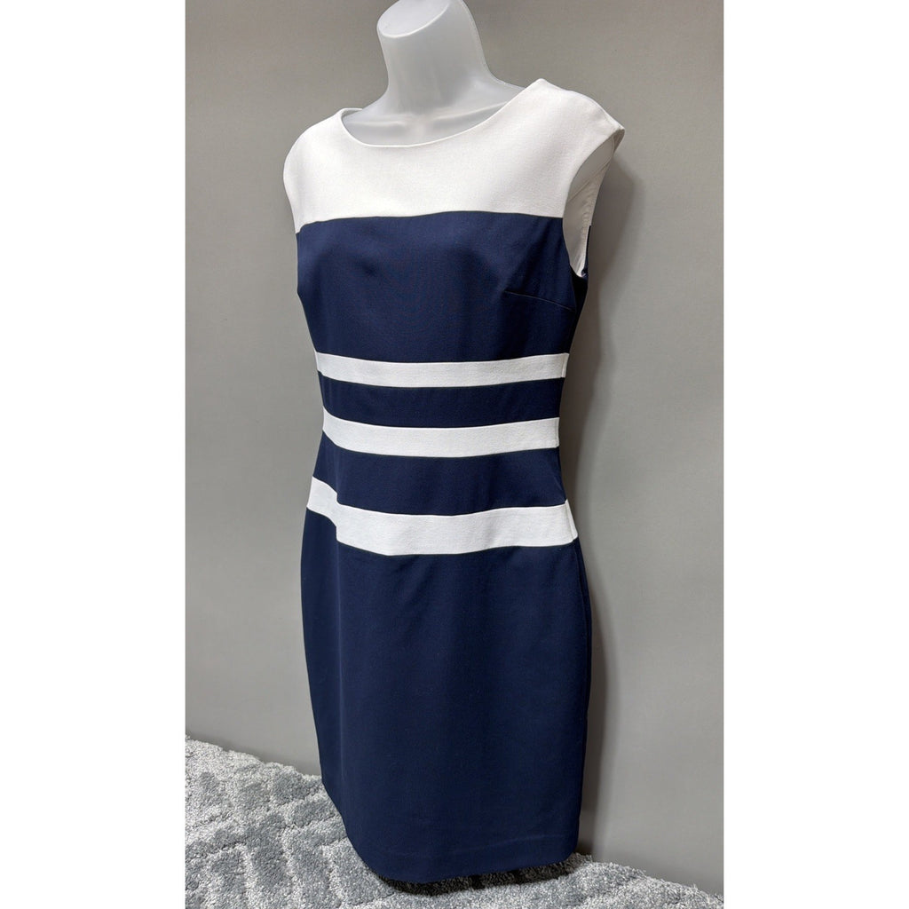 Lauren Ralph Lauren Shift Denim Dress Women Size 8 Dark Blue White Minimalist