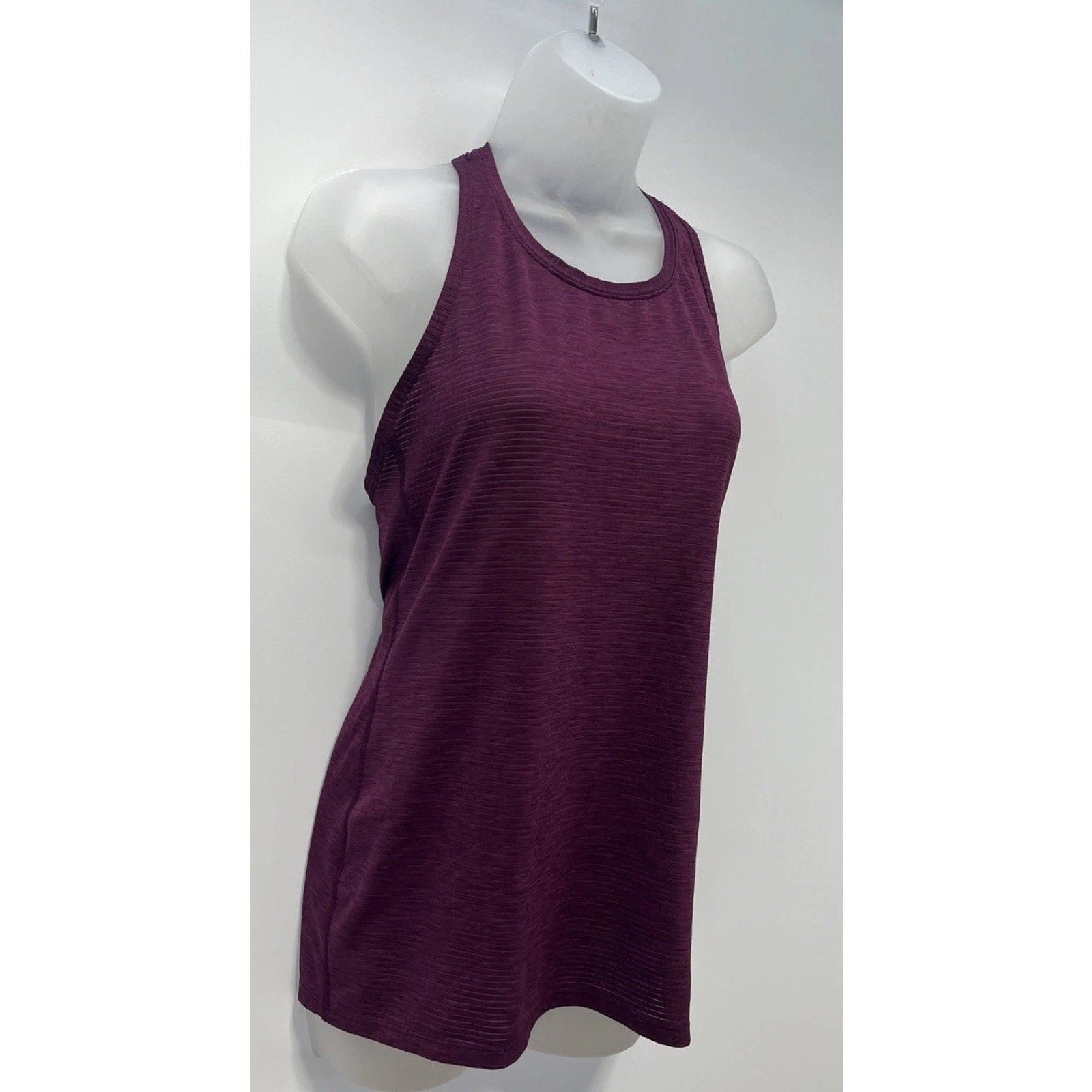 Athleta Shadow Stripe Racerback High Neck Chi Tank Size XS Purple Lightweight
