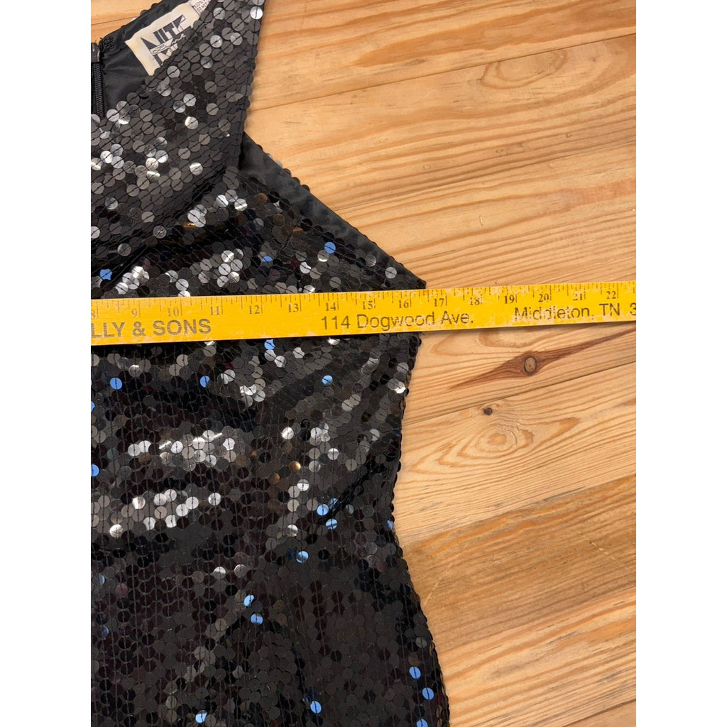 NITELINE Vintage Black Sequin Sleeveless Sheath Dress Women’s Size 12