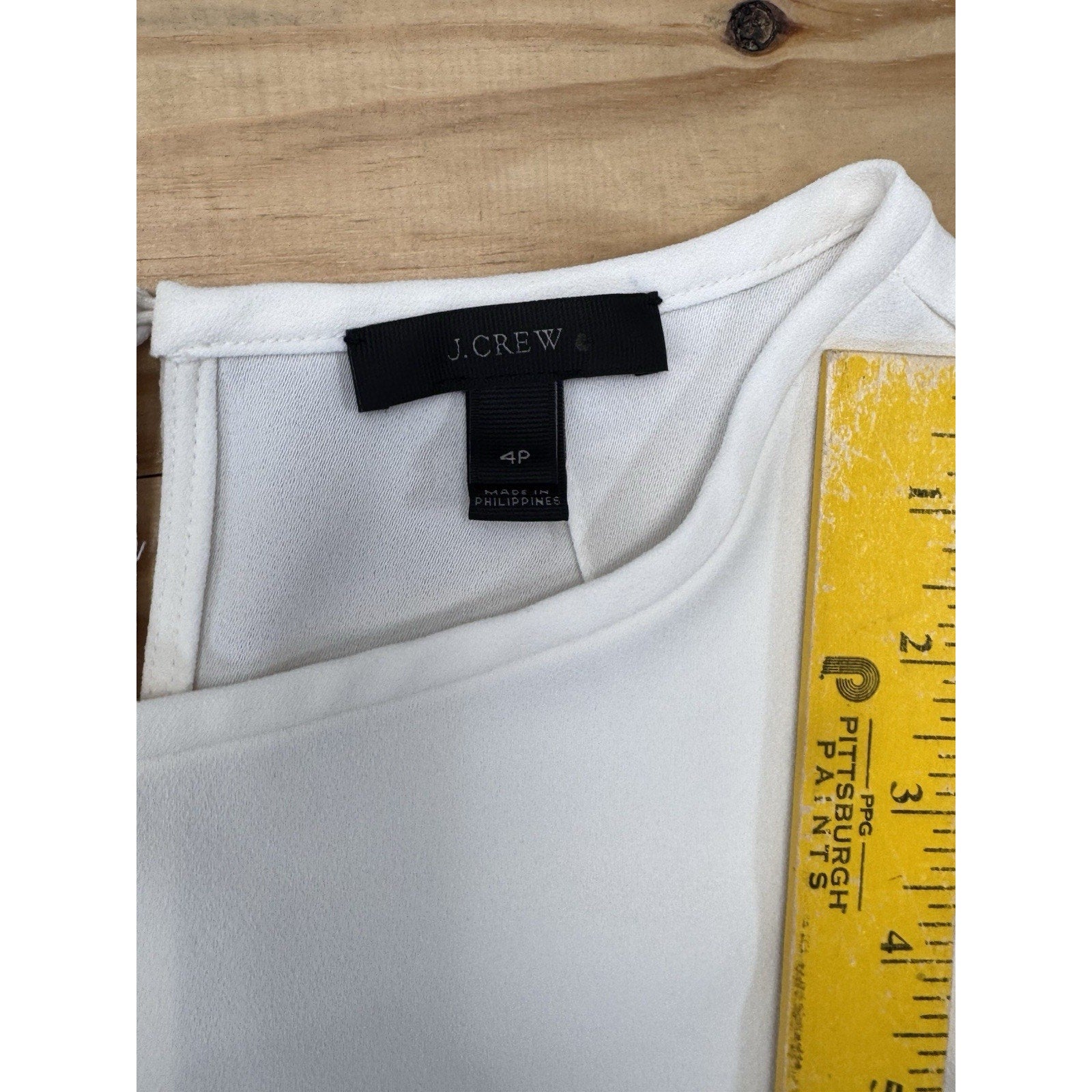 J. CREW Tiered Ivory Bell-Sleeve Top in Drapey Crepe Women’s Size 4P