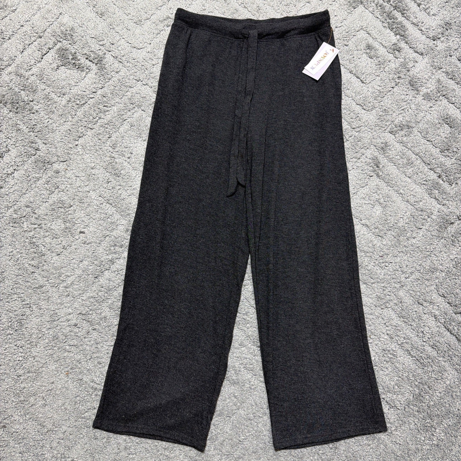 Joyspun Womens M 8-10 Gray Wide Leg Lounge Pajama Pants Drawstring Pockets