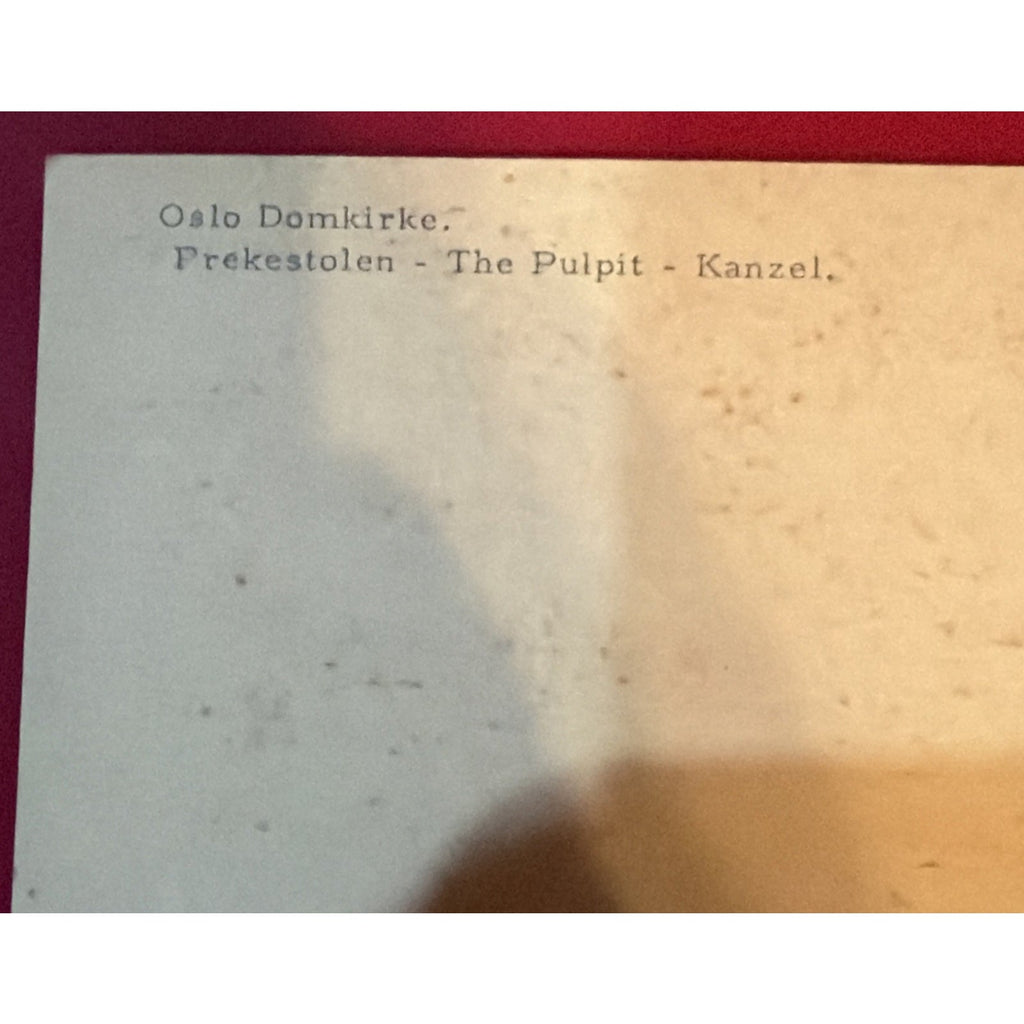 Oslo Cathedral Pulpit Postcard Norway Domkirke Prekestolen Mittet Unposted