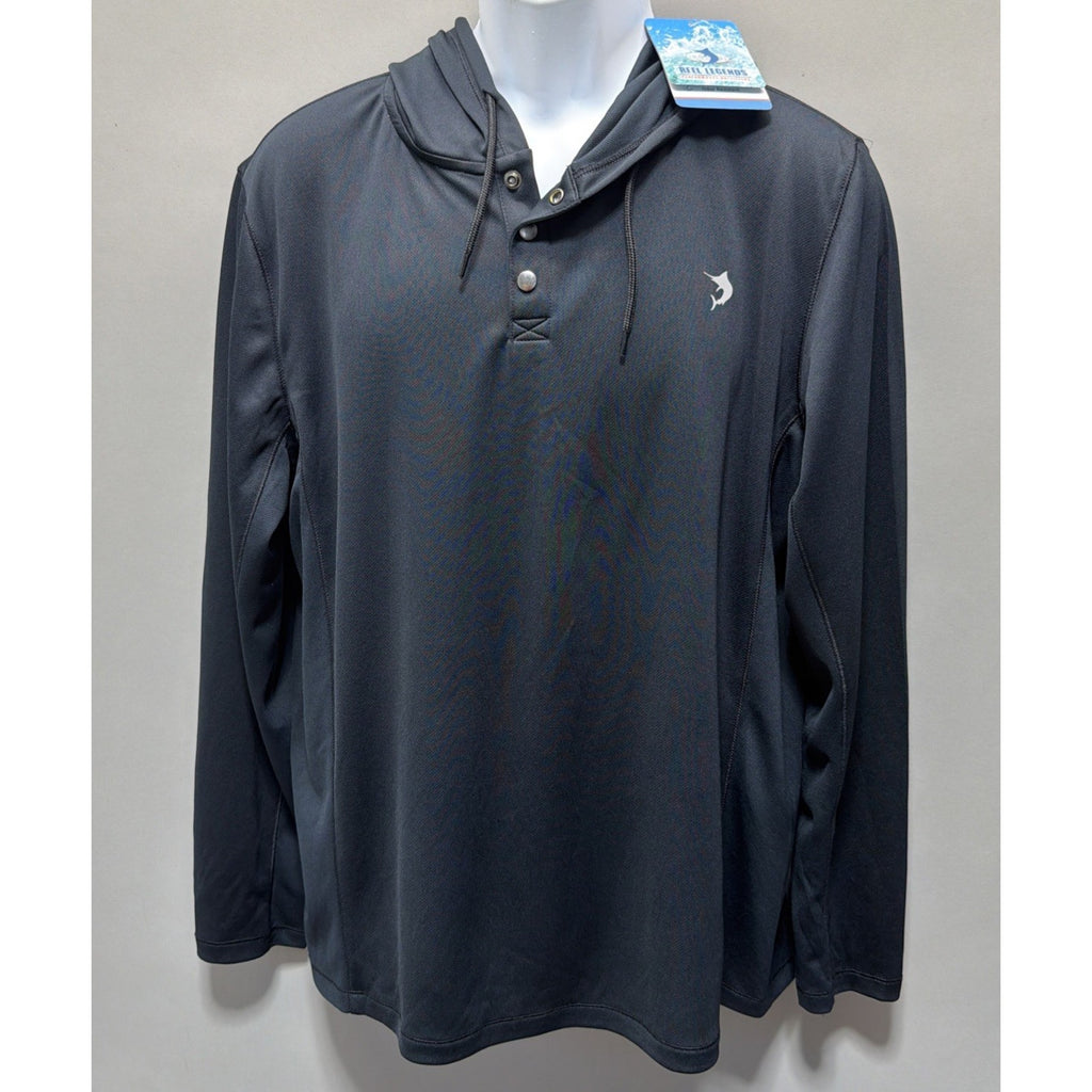 Men’s Reel legends UPF 40 Pullover With Hood Anthracite Black Color Size M NWT