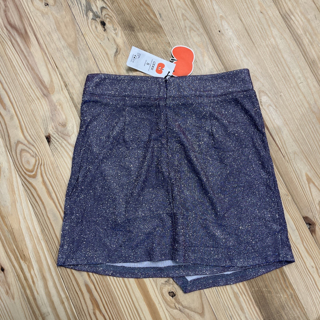 Cider Glitter High Waist Asymmetrical Hem Short Skirt Size Small