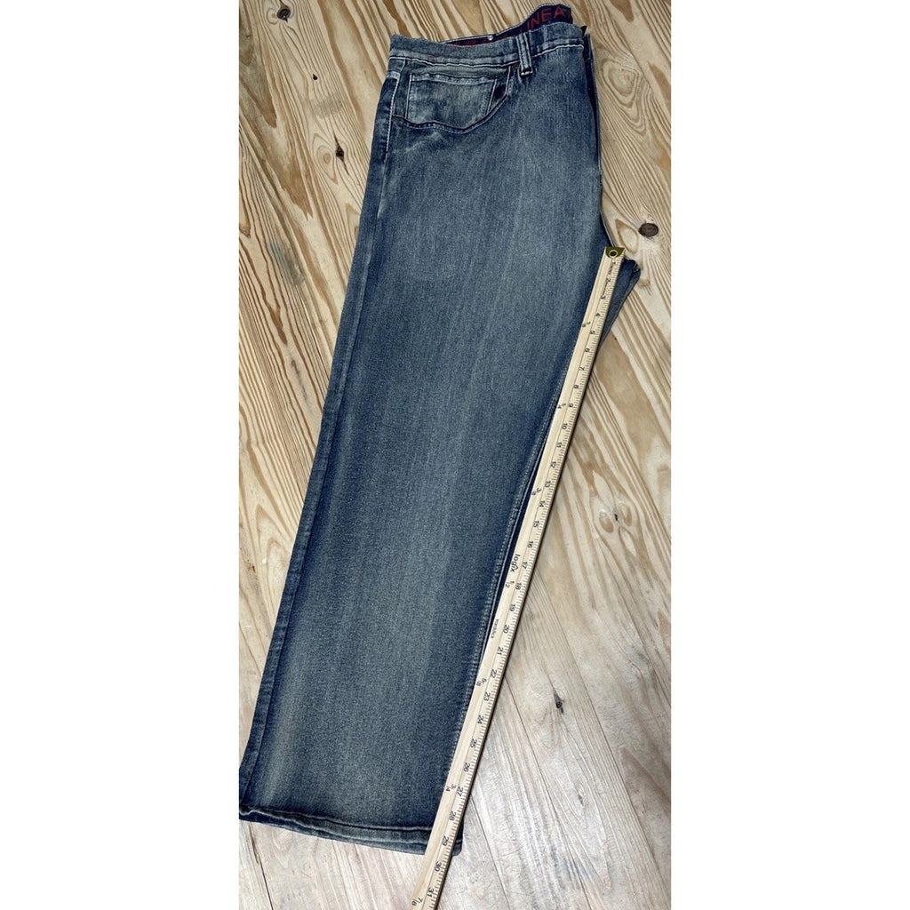 Linea Uomo Men's Size 44x30 Relaxed Straight Blue Cotton Blend Stretch Jeans