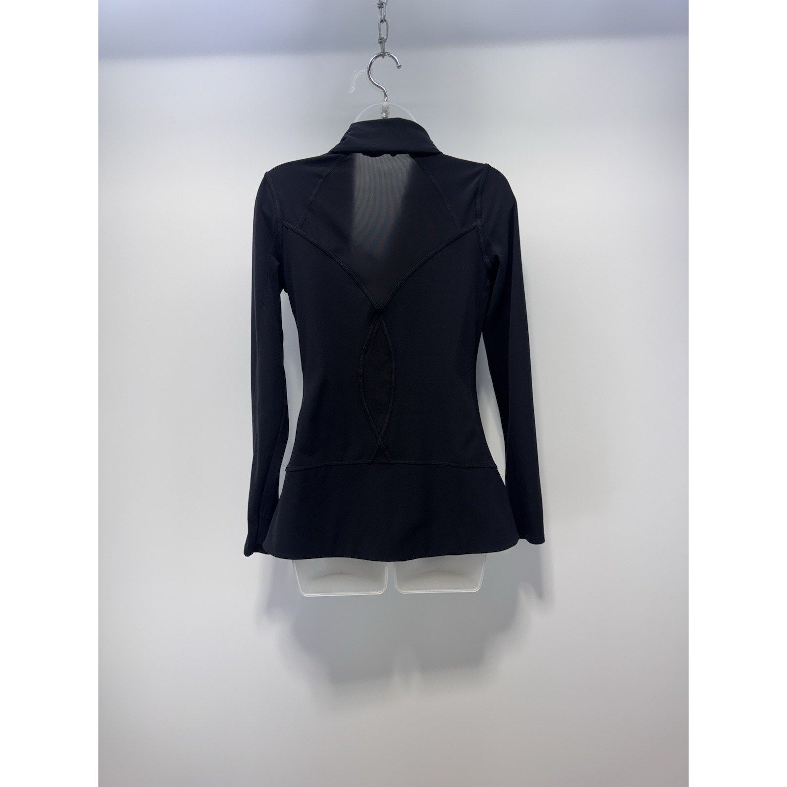 Athleta Blissout Assymeyrical Zip Jacket Sheer Back Black Athletic Women’s XS