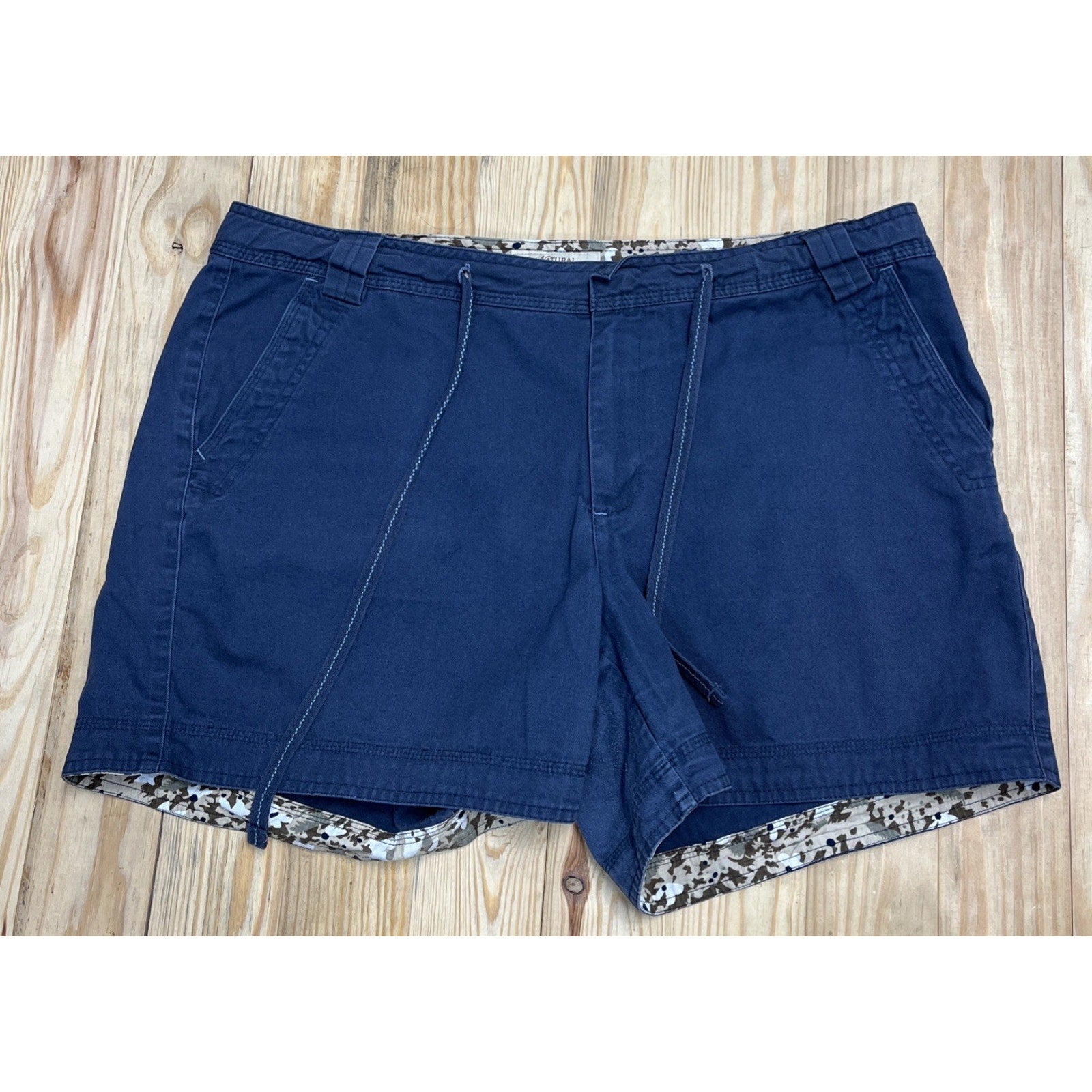 Natural Reflections Navy Blue Flat Front Cotton Chino 5" Shorts Pockets SZ 16