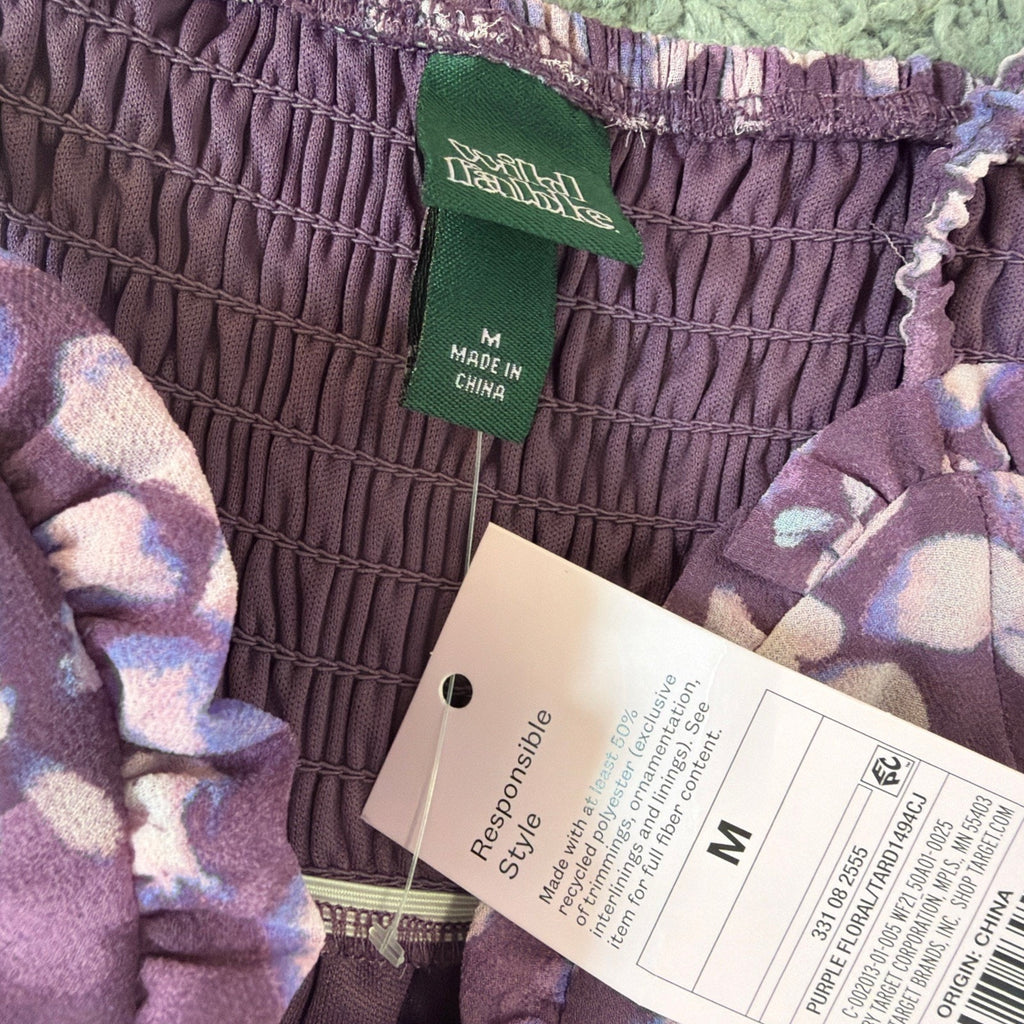 Wild Fable Purple Lined Floral Mini Dress Size M NWT