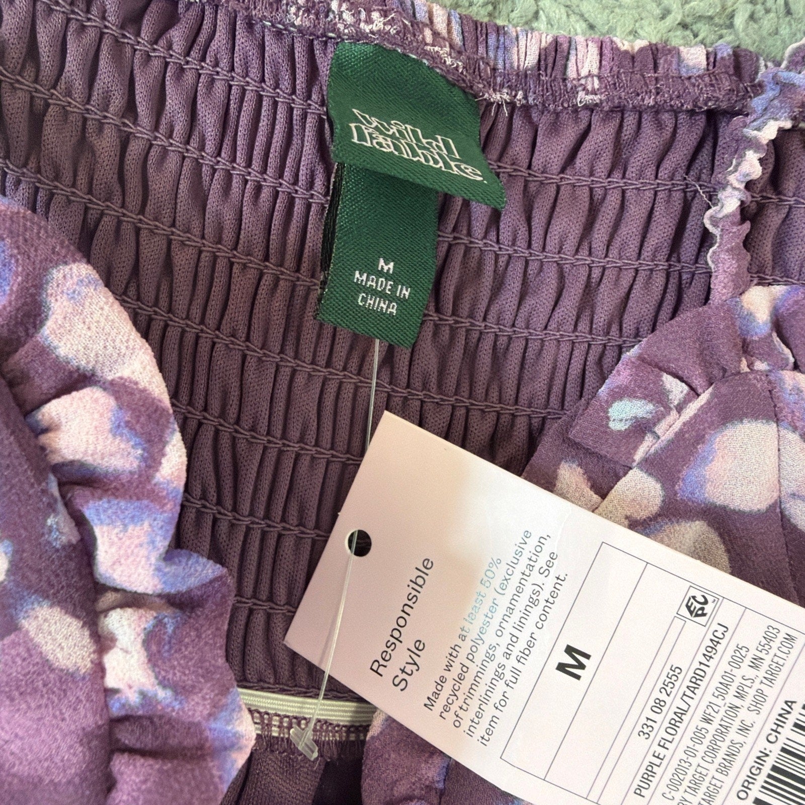 Wild Fable Purple Lined Floral Mini Dress Size M NWT