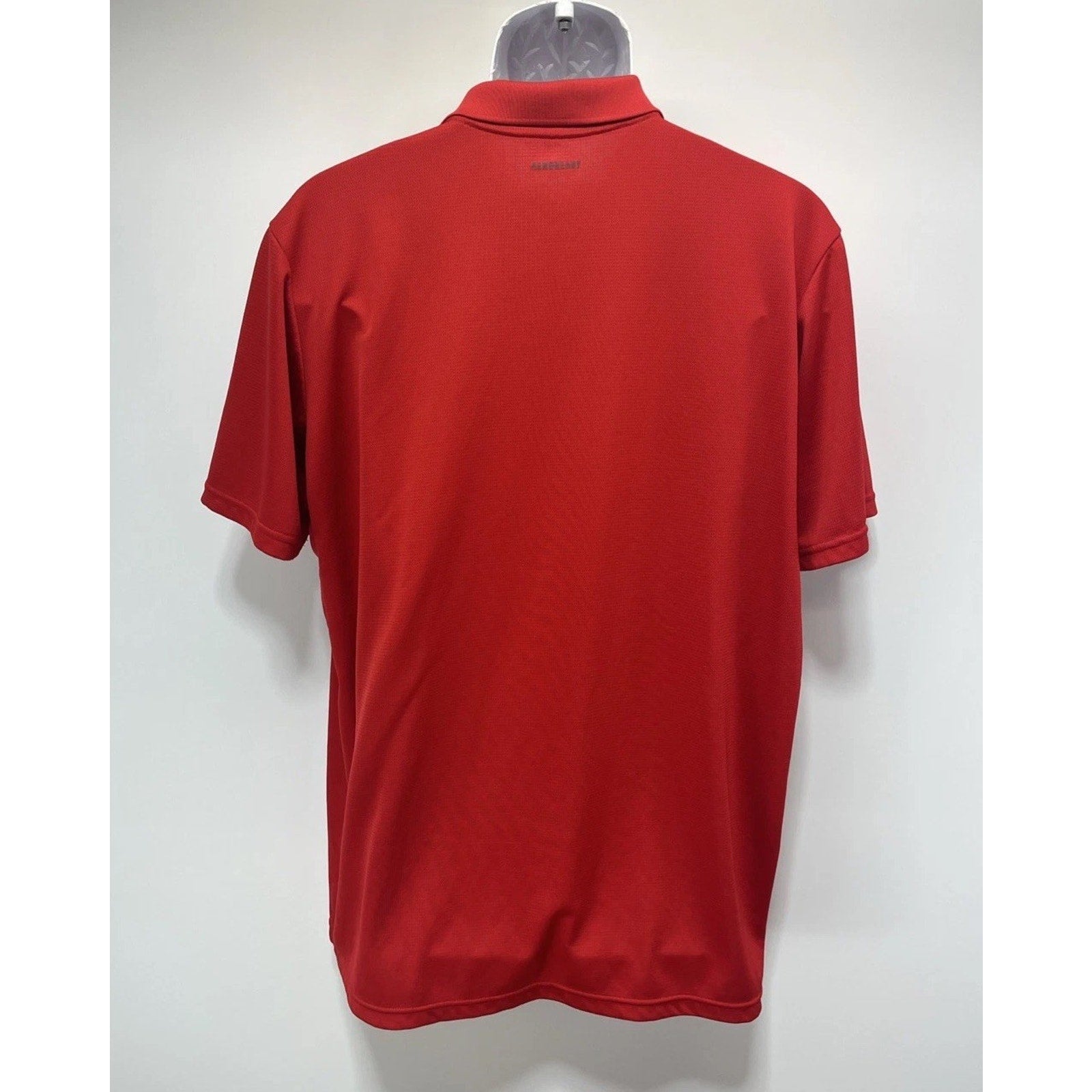 Adidas Aeroready Red Grey Lettering Short Sleeve Polo Size XL Golf