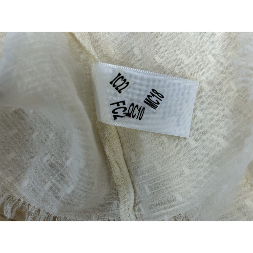 True Craft Women Atlas Ivory Pleated V Neck Crochet Gauze Top Size Large.