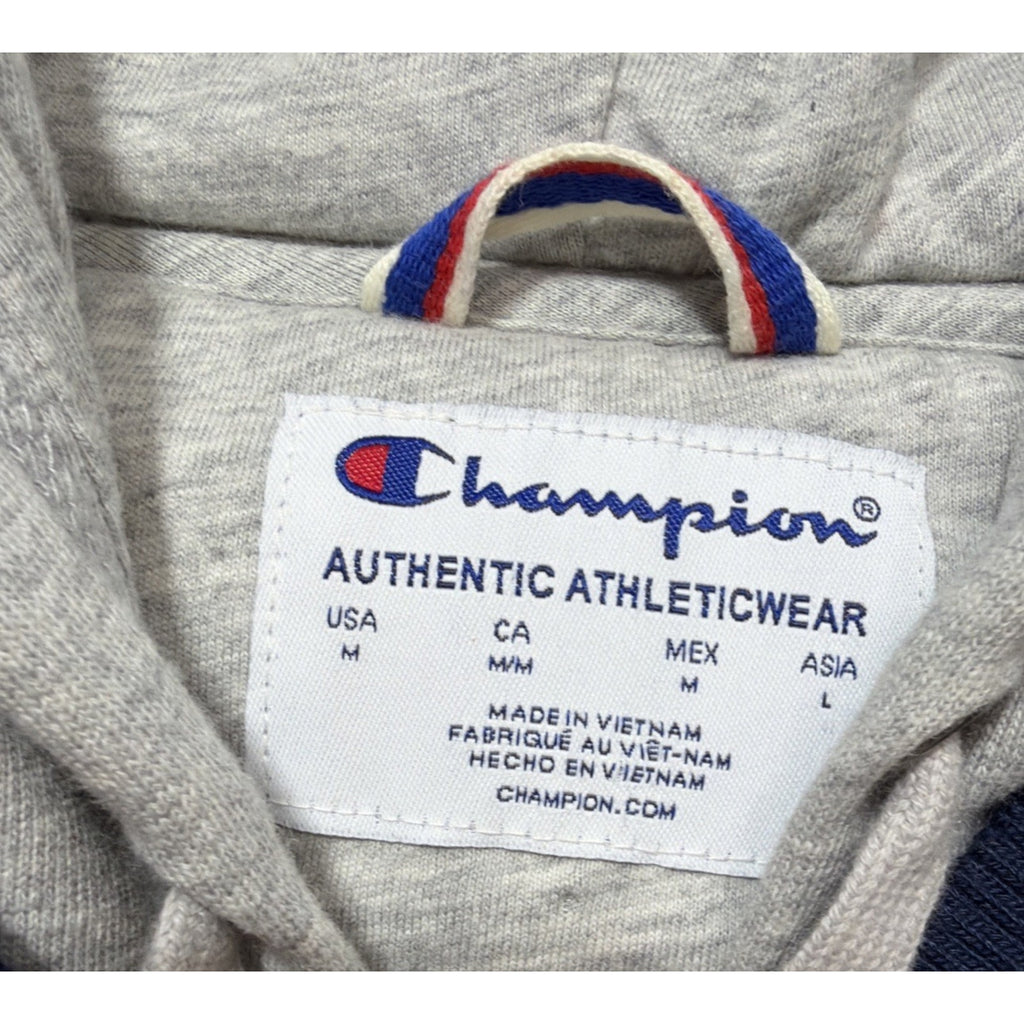 Champion Puffer Vest Womens Medium Hooded Colorblock Red White Blue Full Zip