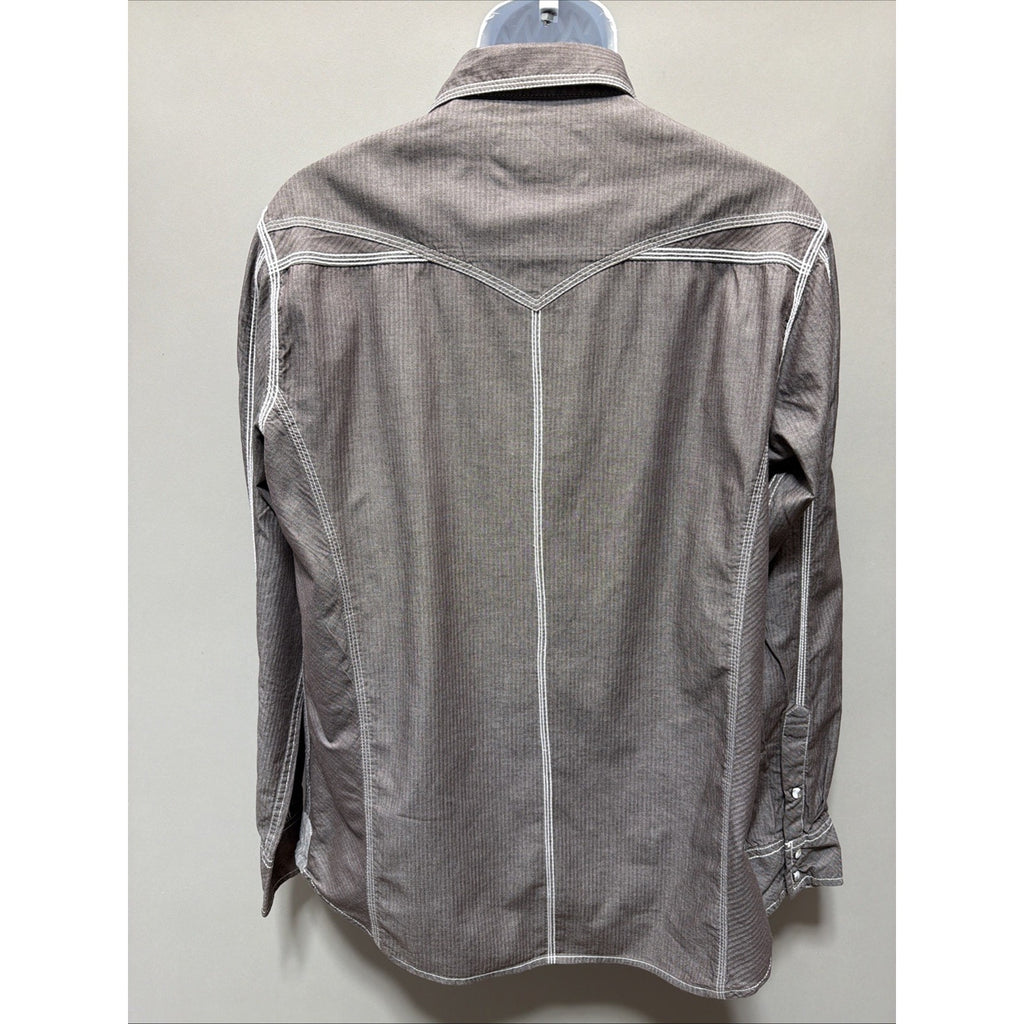 BKE Shirt Mens Standard Fit Pearl Snap Up Gray Large Cowboy Casual Western