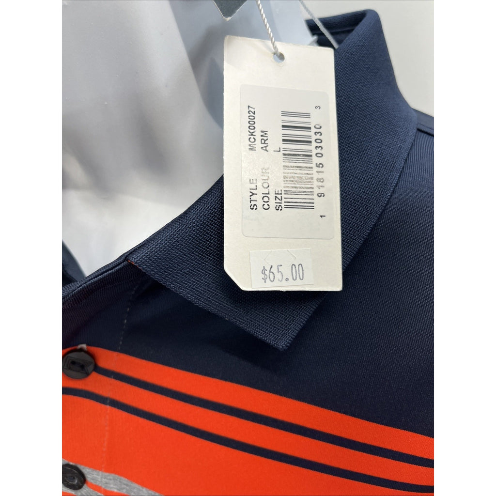 Cutter & Buck CB DryTec Valiant Stripe Polo Shirt Men's L Short Sleeve Golf