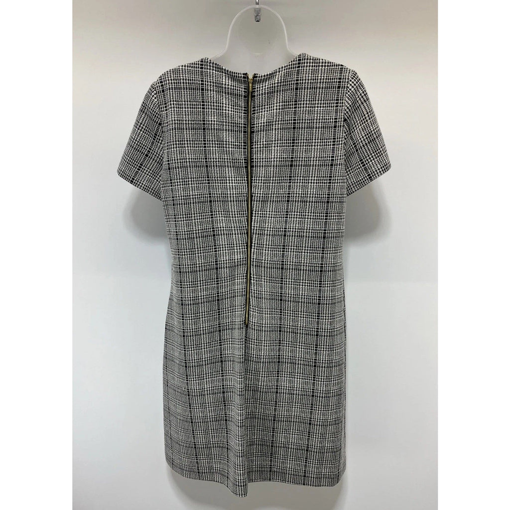 Calvin Klein Women’s Size 12 Plaid Sheath Pencil Dress Black & Cream