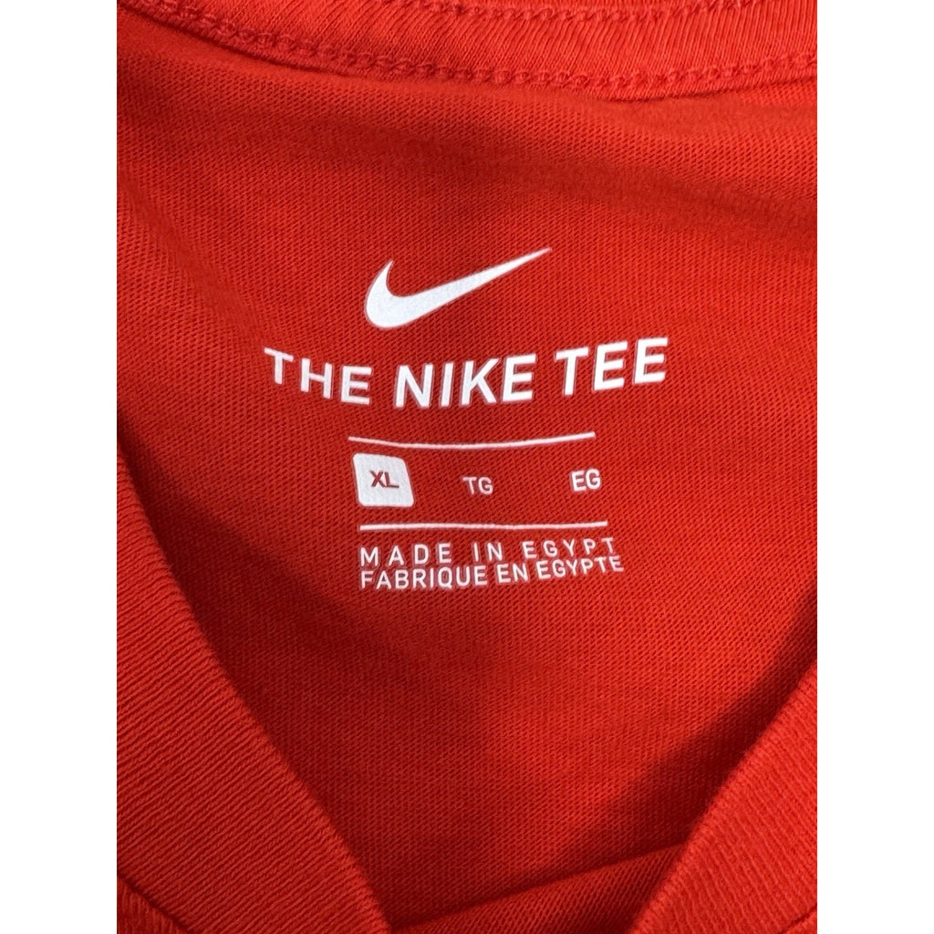 NIKE Classic White Striped Logo Red Cotton Comfort Soft T-Shirt Men’s Size XL