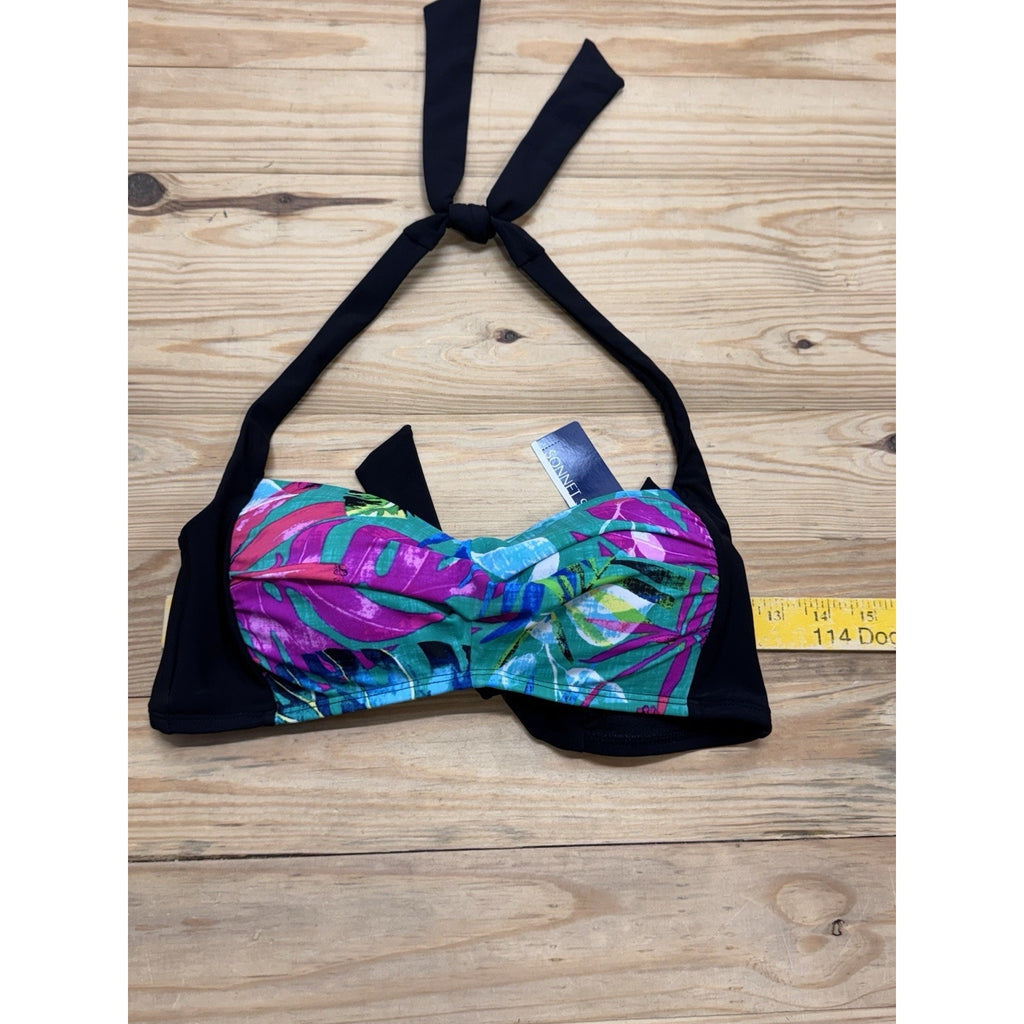 Sonnet Shores Bra Bikini Swimsuit Top Hawaiian Black Straps Women’s Size 6 NWT