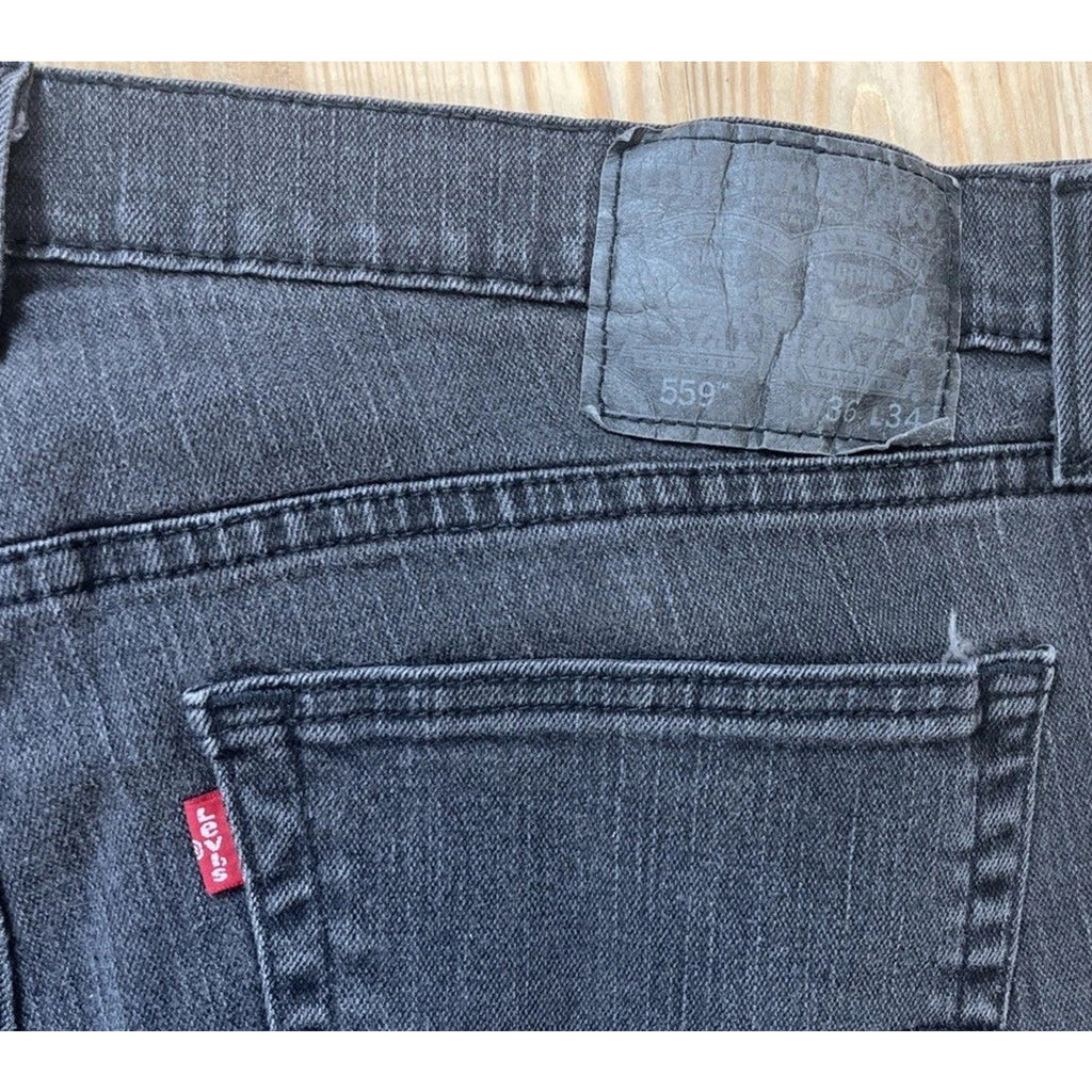 Levi's 559 Relaxed Straight Leg Black Denim Jeans Men's 36x34