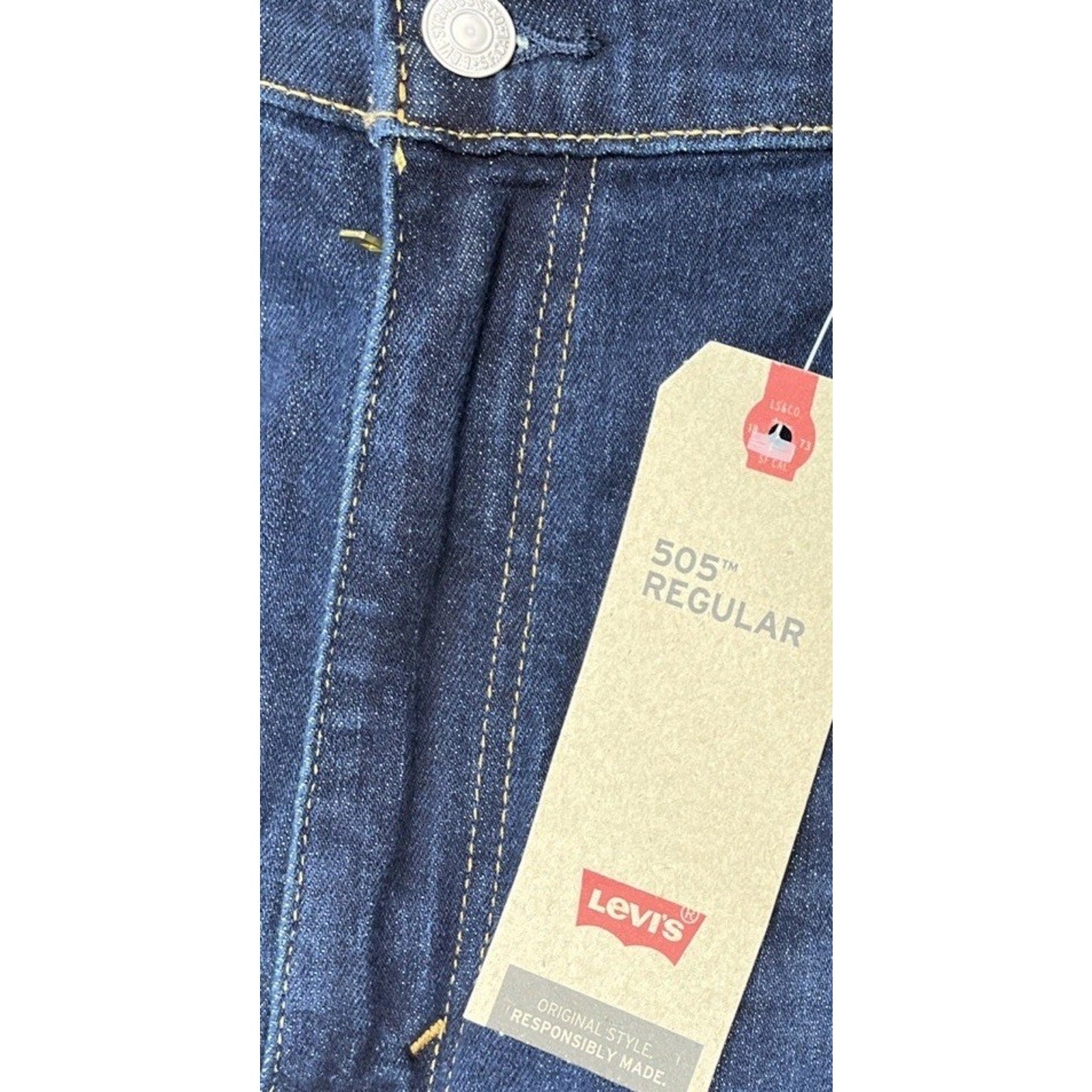 Levi's 505 Jeans Mens 40x30 Blue Denim Stretch Regular Fit Straight Leg NEW
