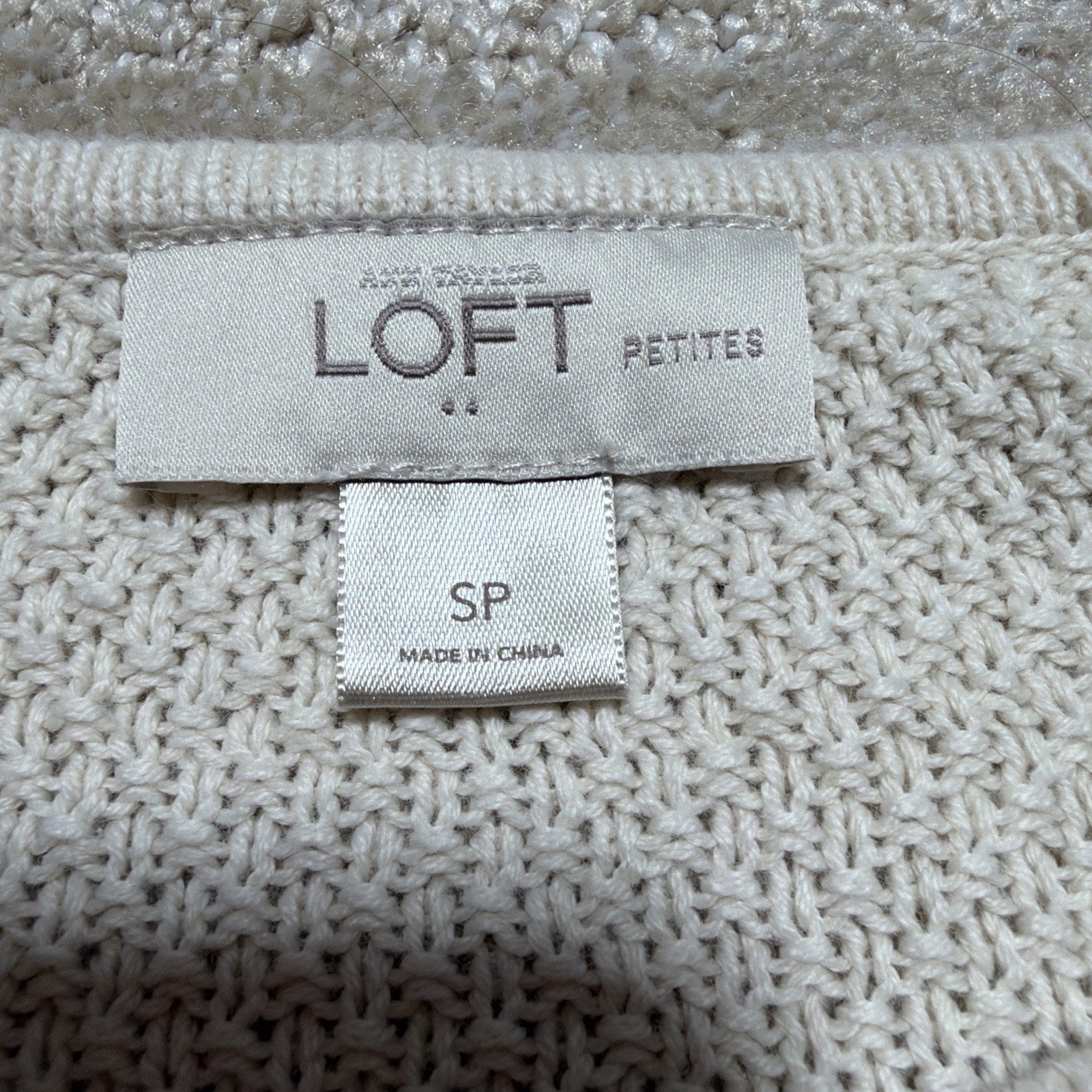 Ann Taylor Loft Button Shoulder Detail Sweater Ivory Sz Small Petite