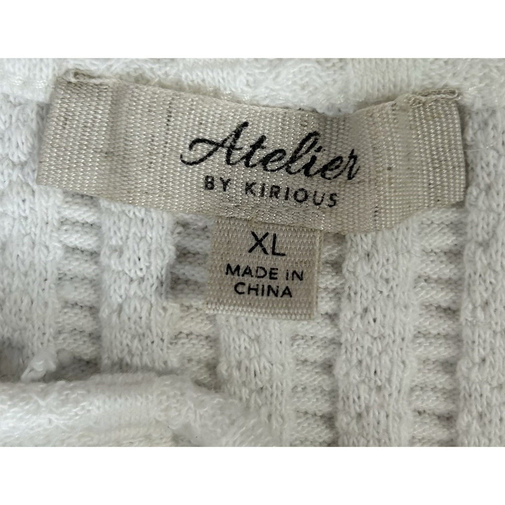 Atelier by Kirious Women's White Short Sleeve Knit Cropped Top Size XL.