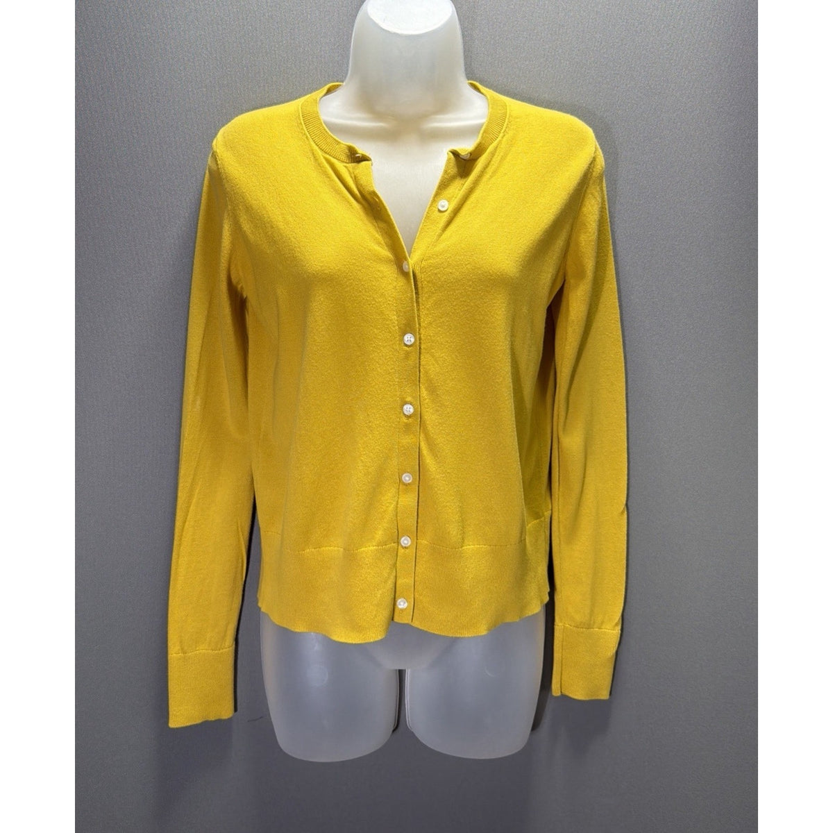 LOFT Women's Size XS Yellow Button Front Light Weight Cardigan Sweater
