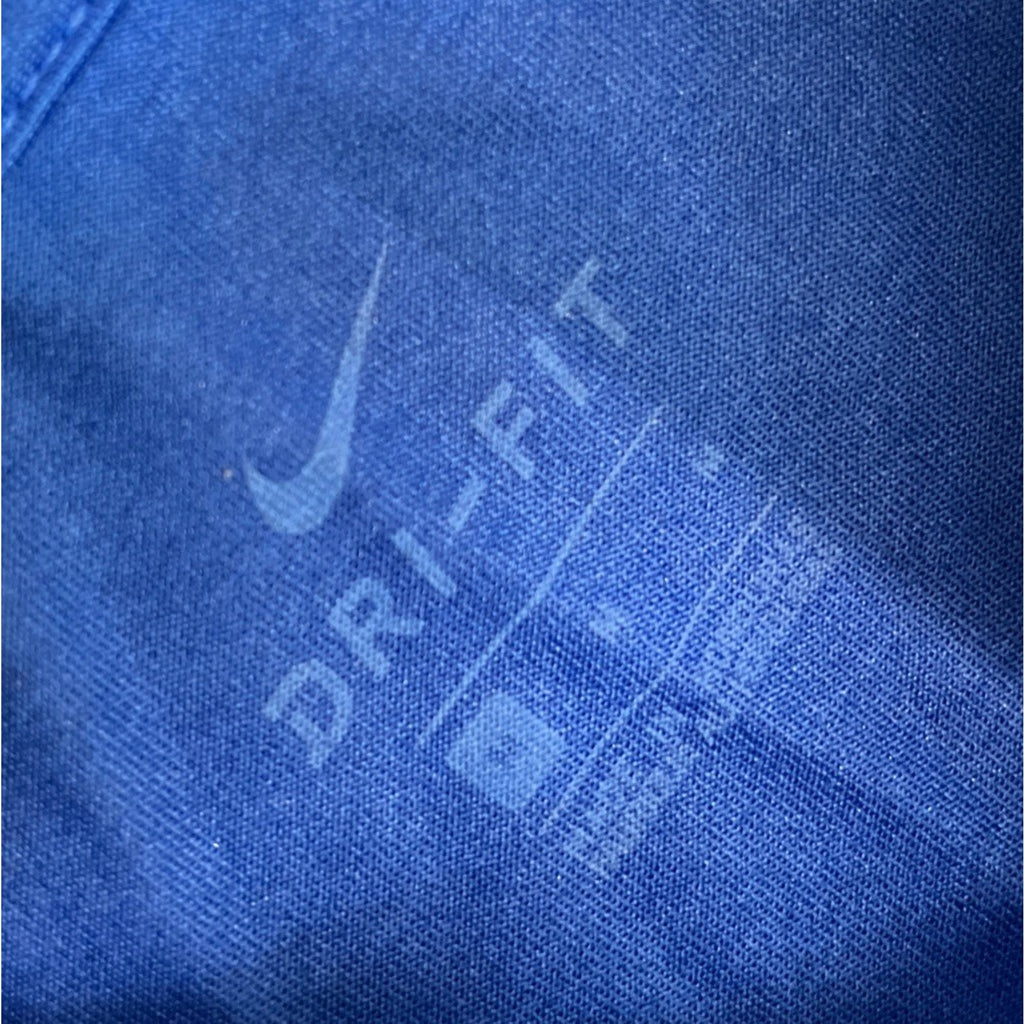Nike Dri Fit Mens M Blue Solid Logo Short Sleeve Athletic Shirt